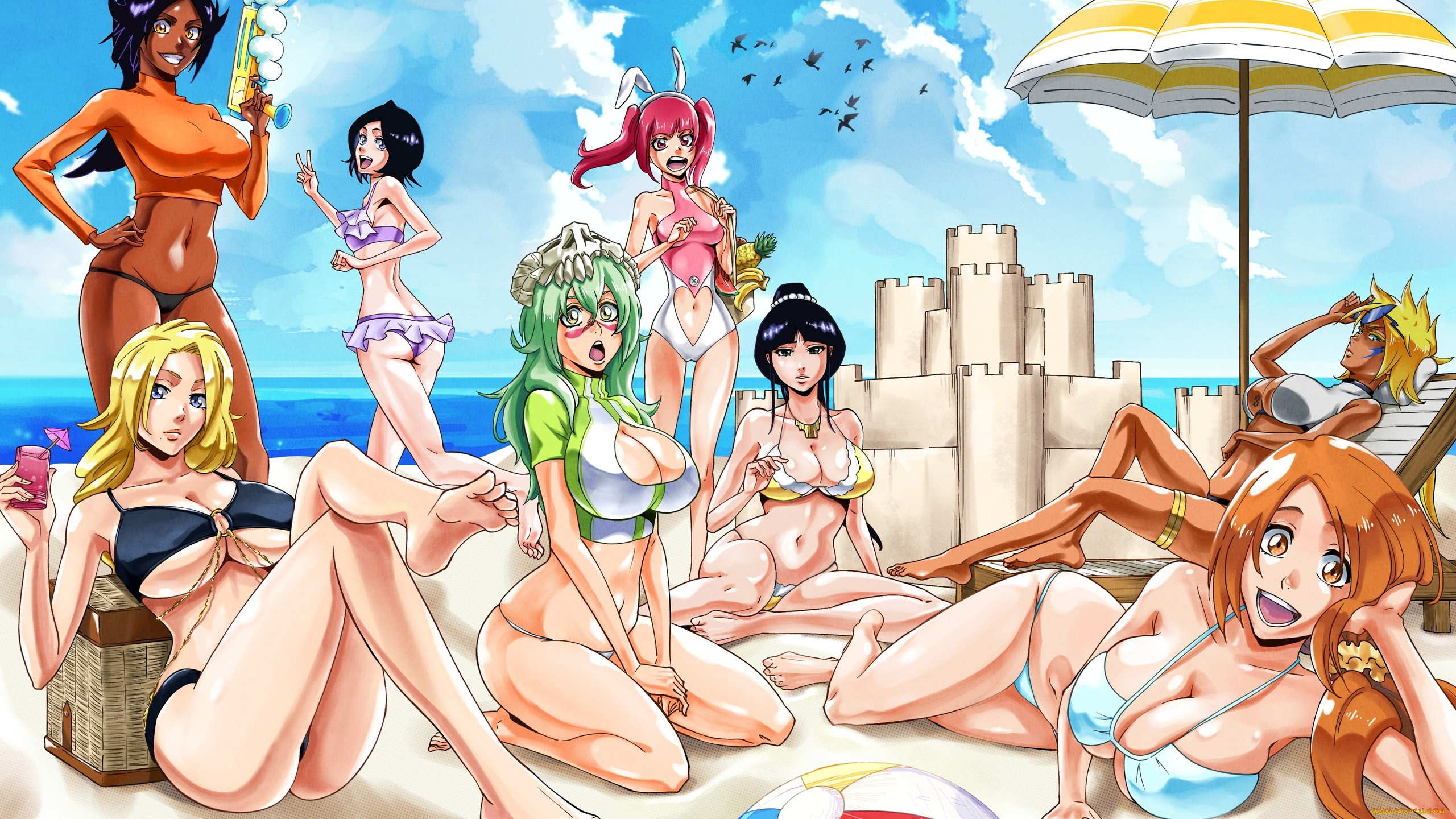 аниме, unknown, , другое, , девушки, на, пляже