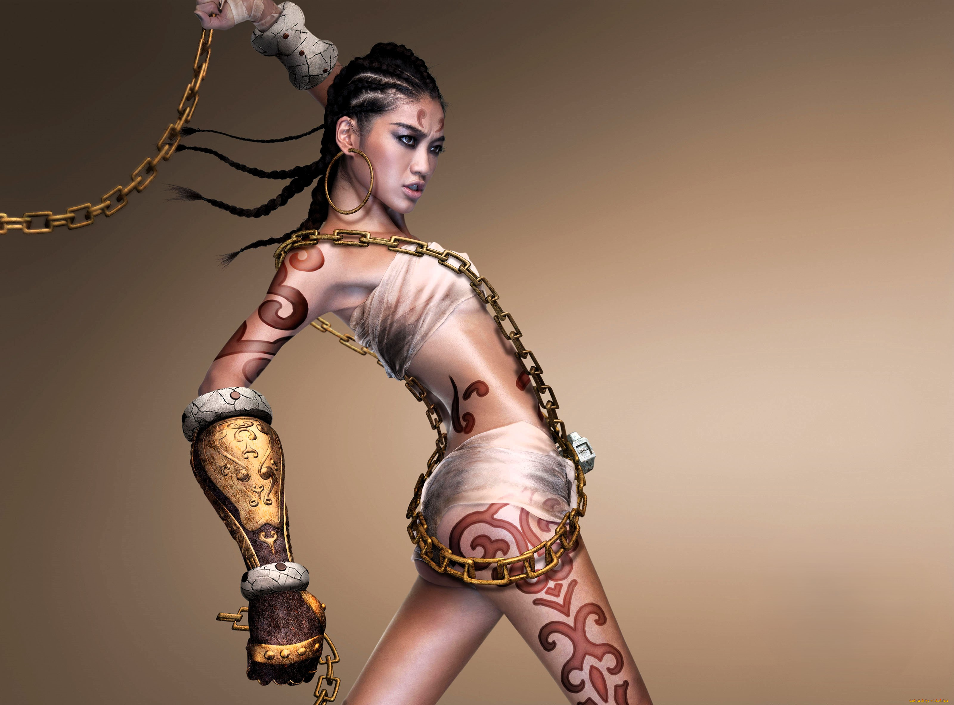 видео, игры, grand, warriors, девушка, орнамент, цепи