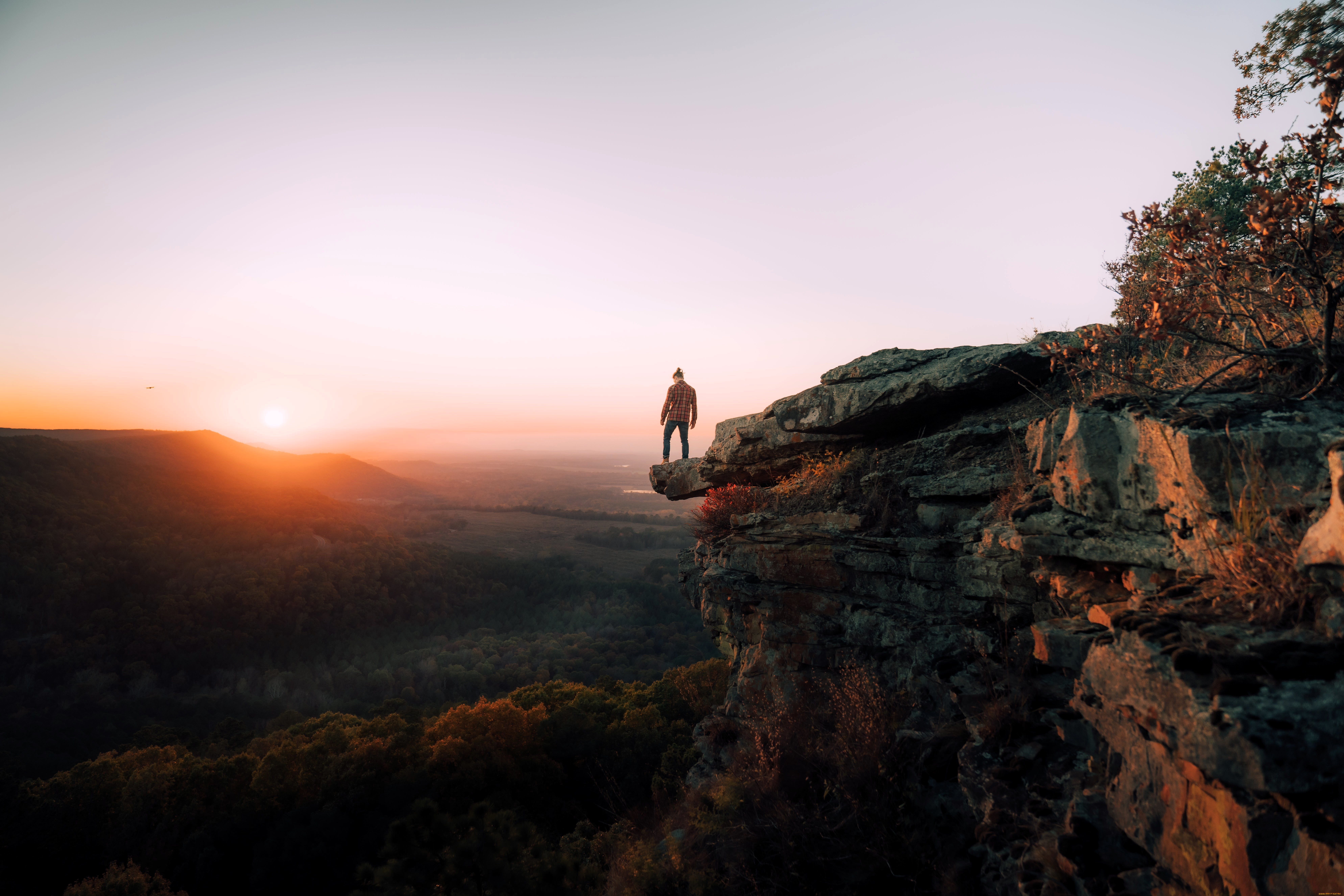 мужчины, -unsort, парень, скалы, панорама, закат, лес