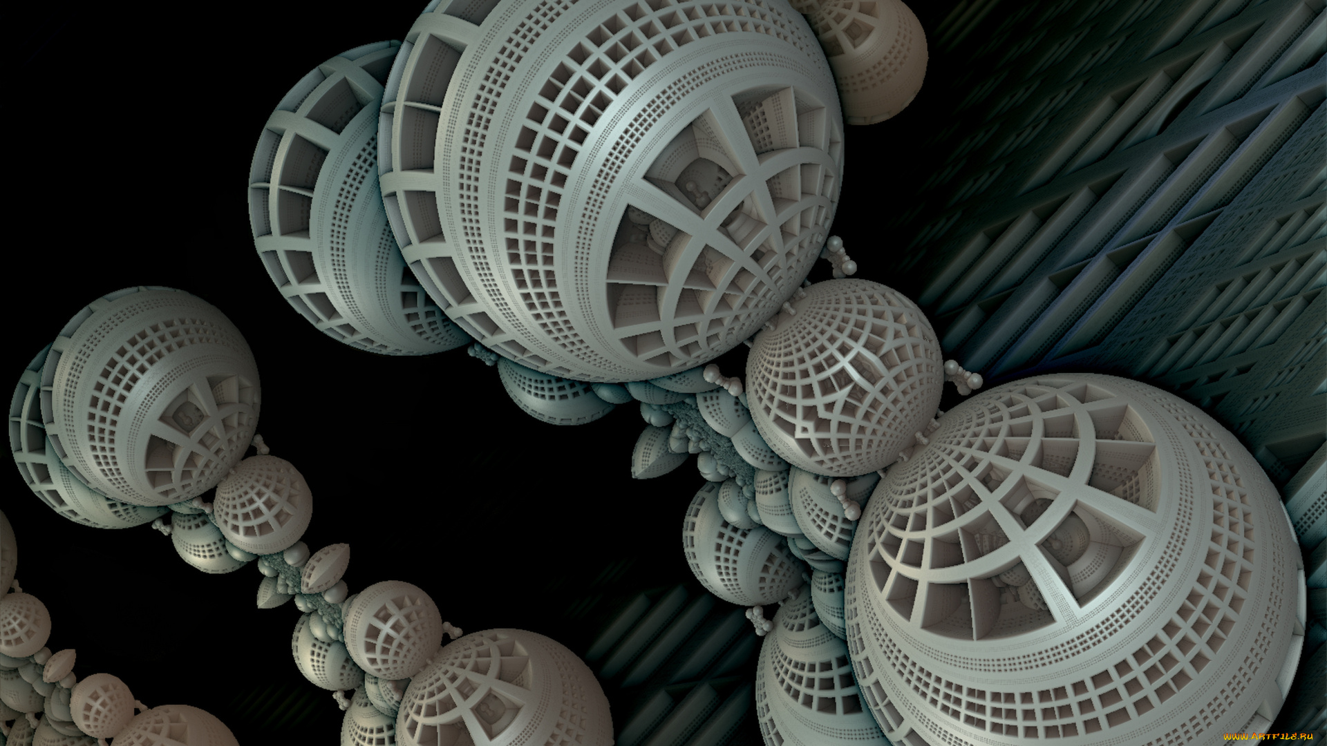 3д, графика, fractal, фракталы, шары, абстракция