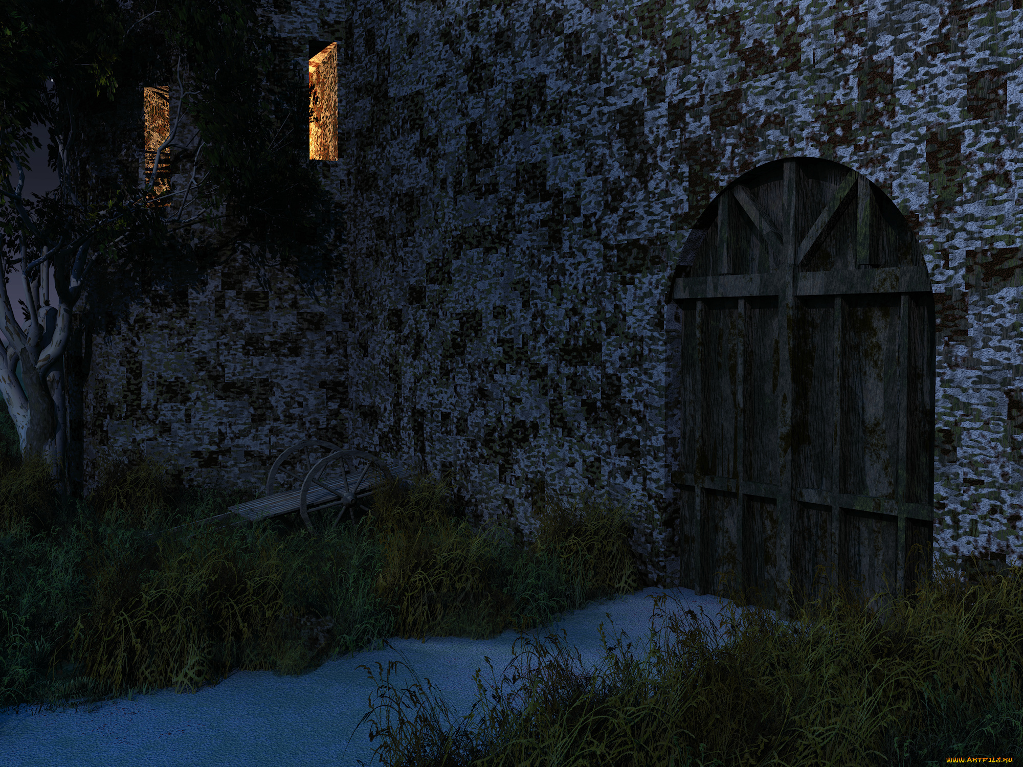 3д, графика, realism, реализм, окна, стена, дверь