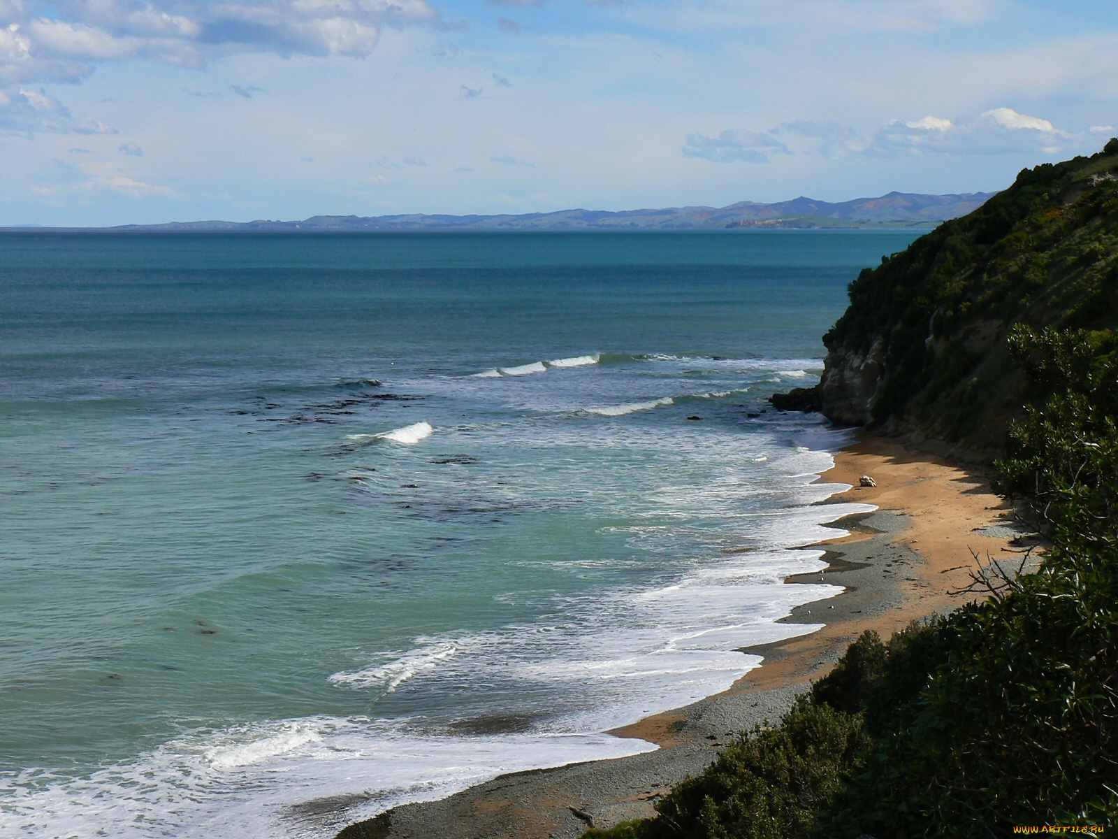 природа, побережье, галька, вода