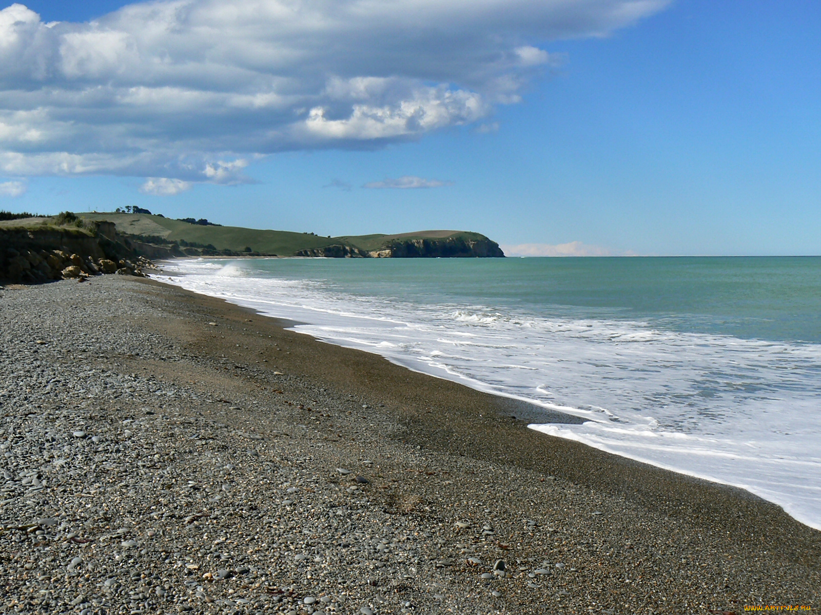 природа, побережье, вода, галька