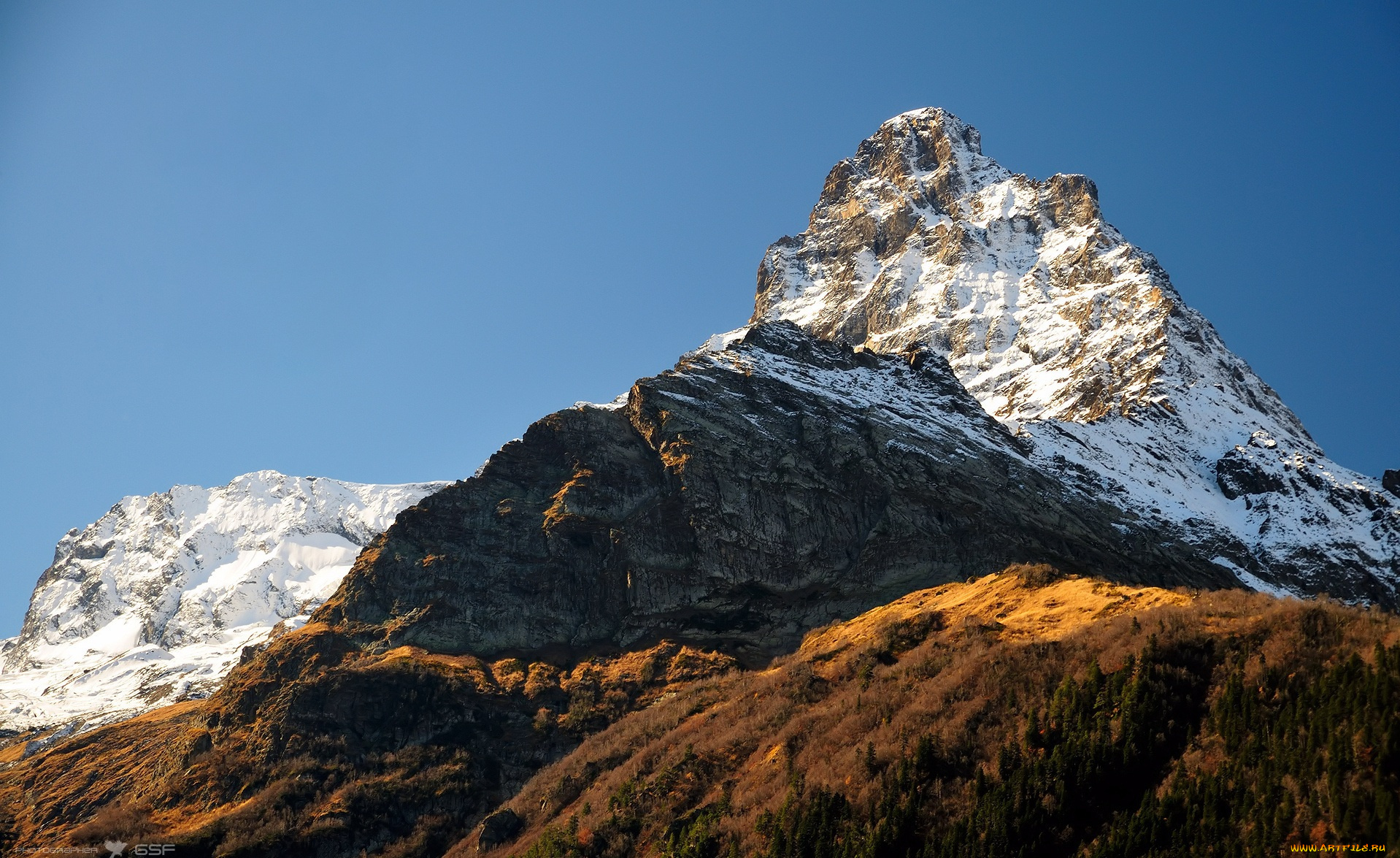 природа, горы, вершина, небо, скалы, снег