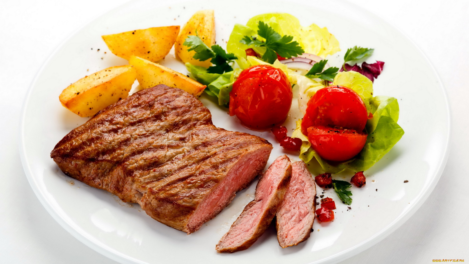 еда, мясные, блюда, салат, картофель, мясо