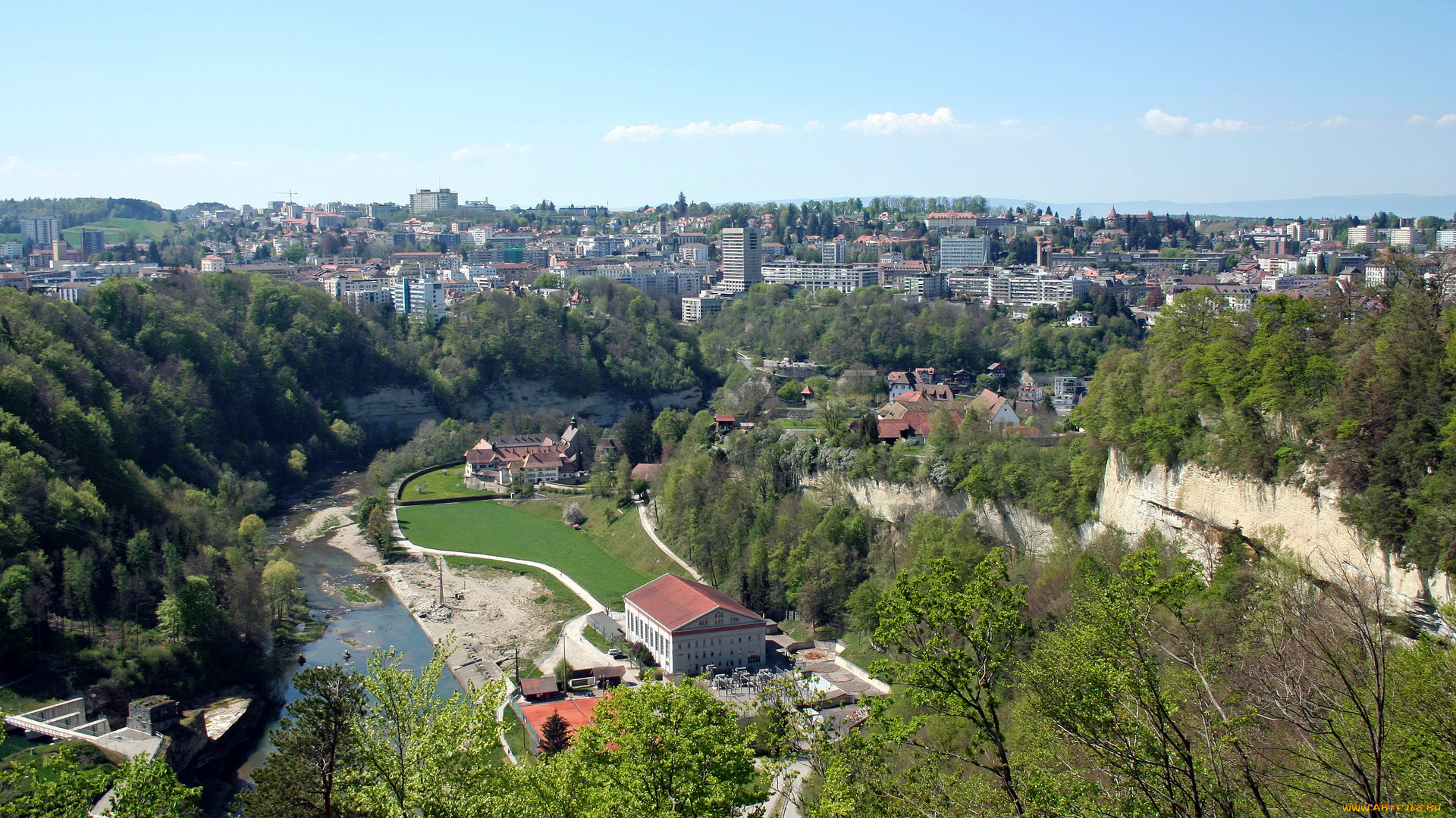 fribourg, switzerland, города, панорамы, дома, панорама