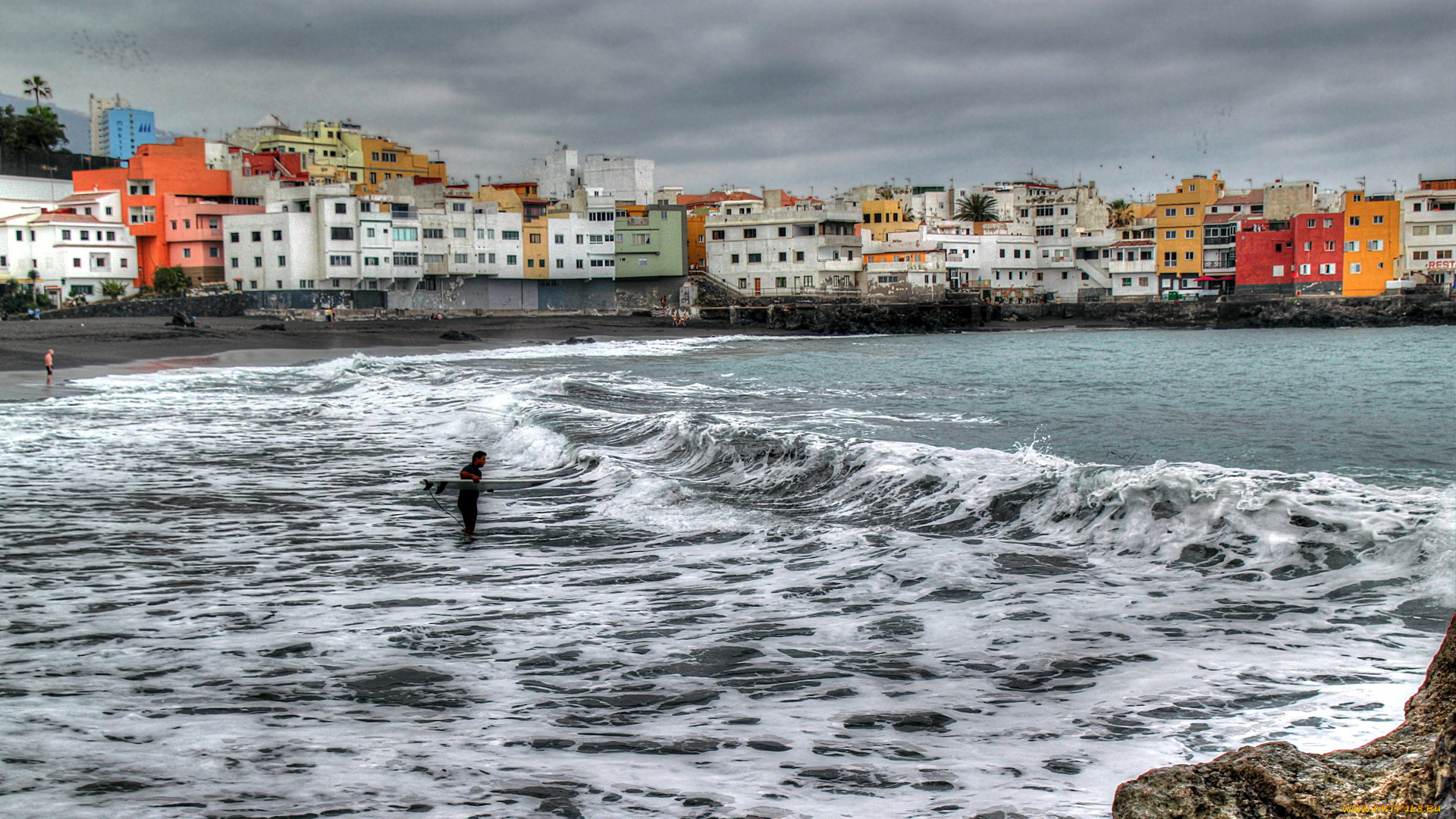 испания, канарские, ва, пуэрто, де, ла, крус, города, пейзажи, дома, море