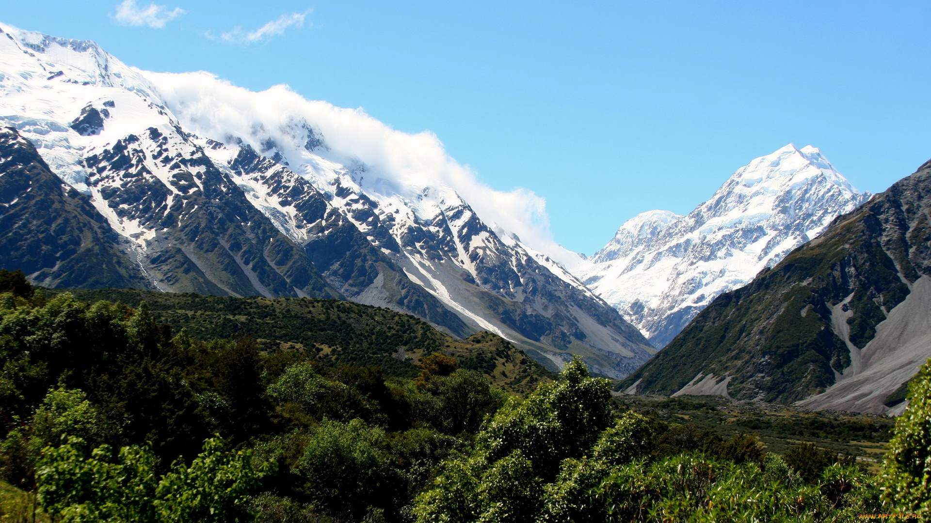 mount, cook, national, park, new, zealand, природа, горы