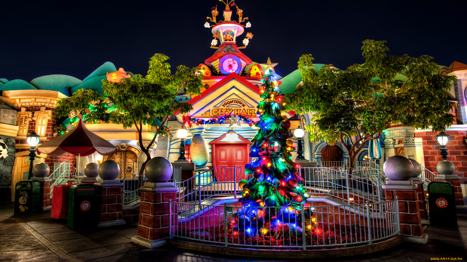 праздничные, новогодние, пейзажи, елка, disneyland