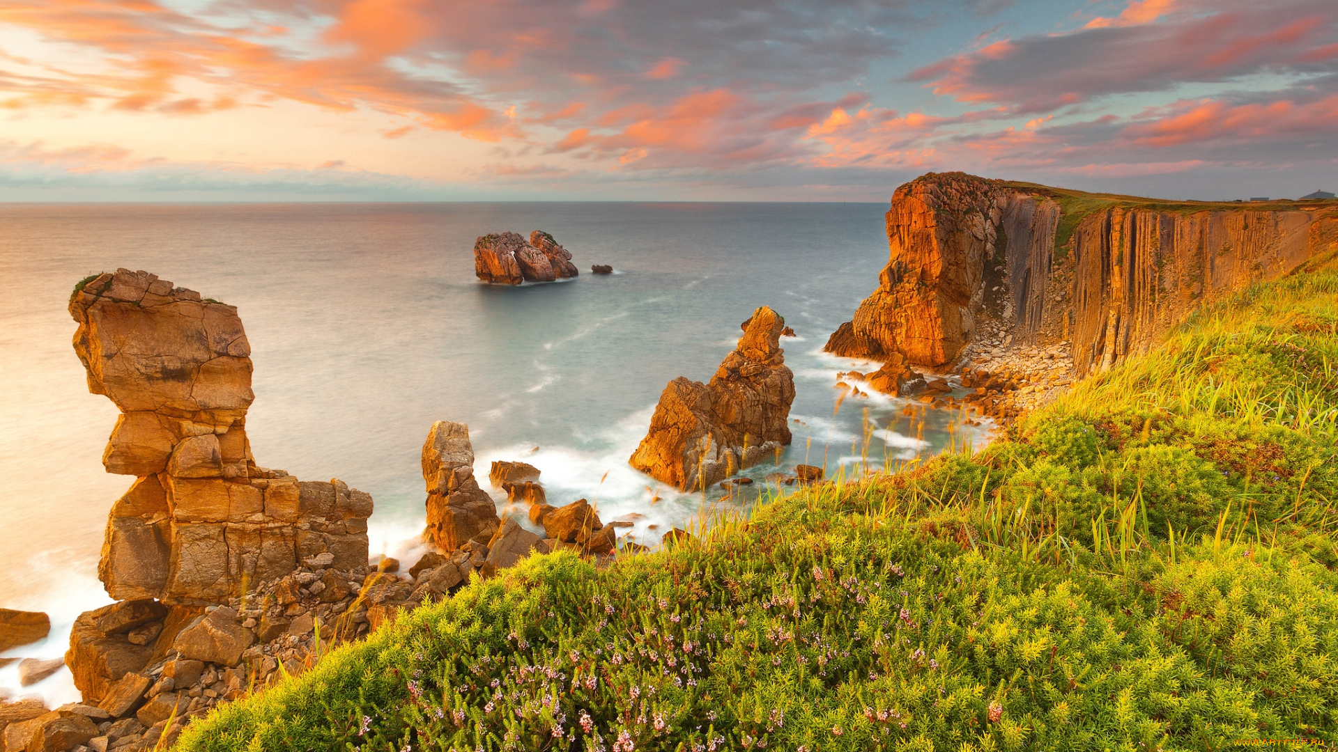 природа, побережье, свет, утес, море