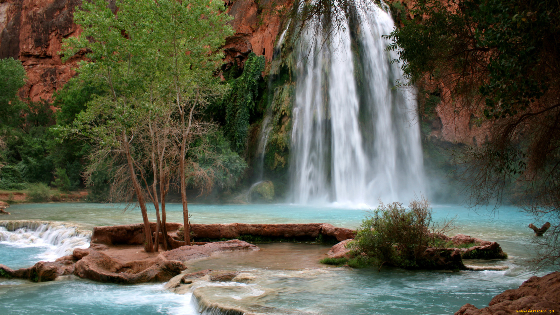 природа, водопады, водопад, рка, горы