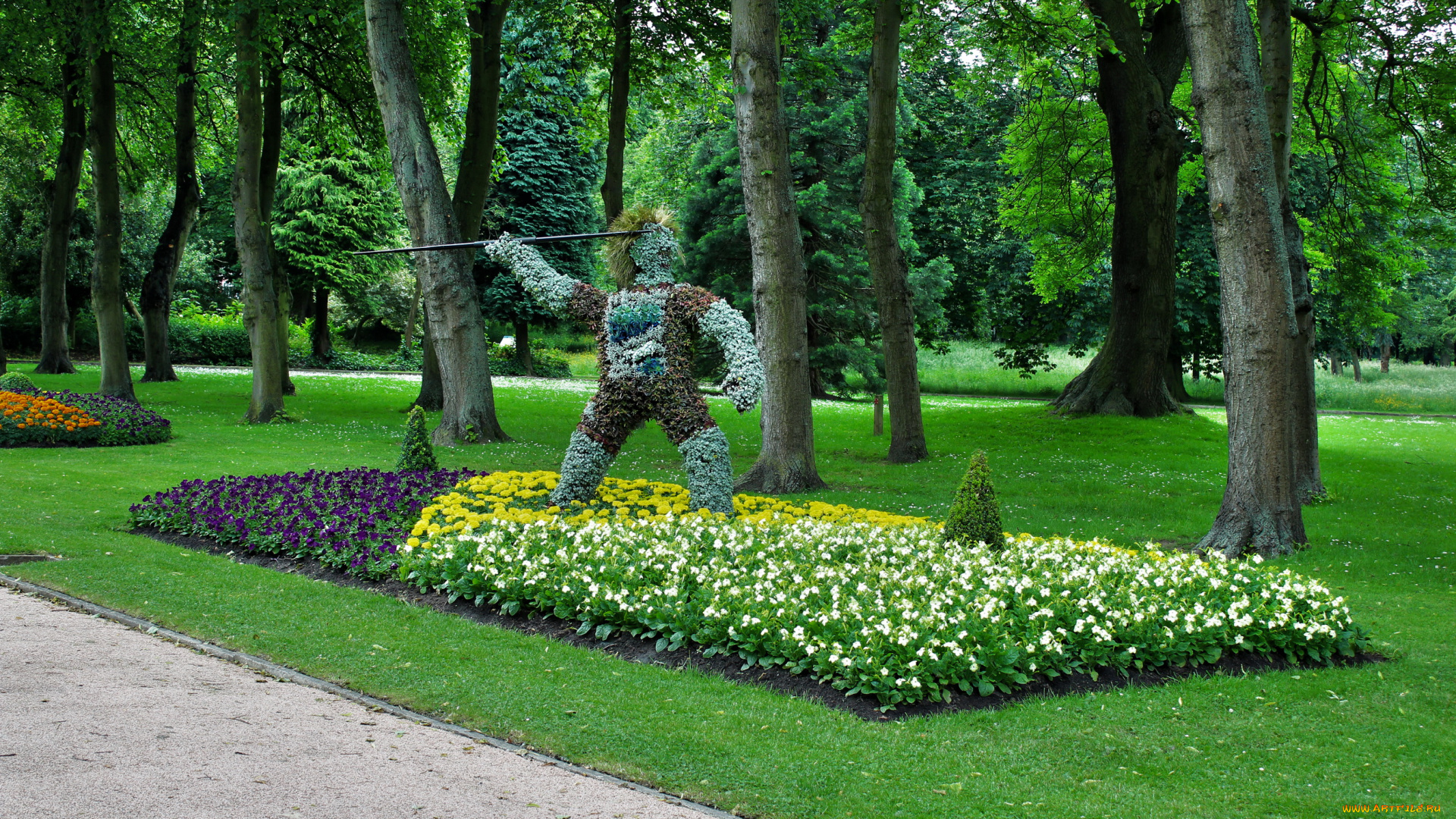 ropner, park, stockton, on, tees, англия, природа, парк, клумбы, дорожки