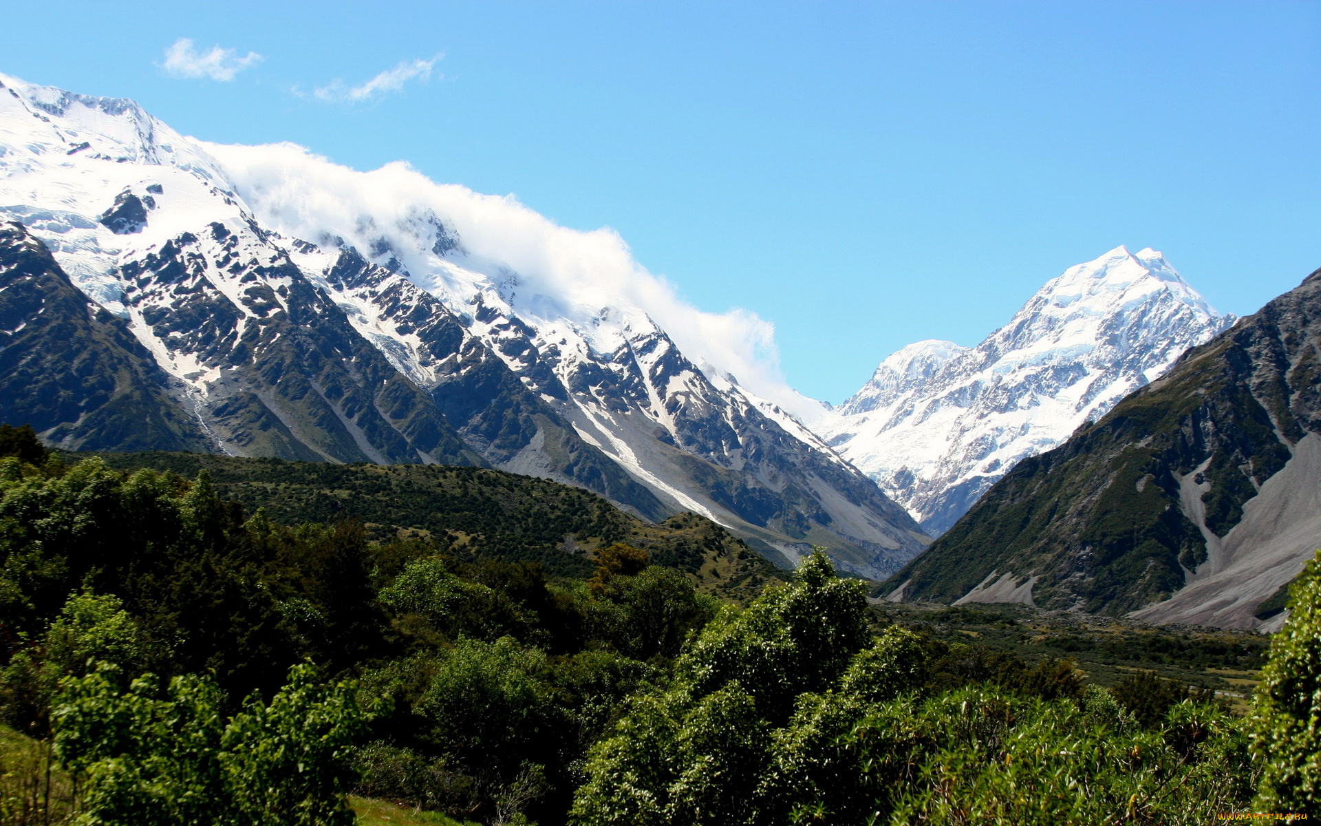 mount, cook, national, park, new, zealand, природа, горы