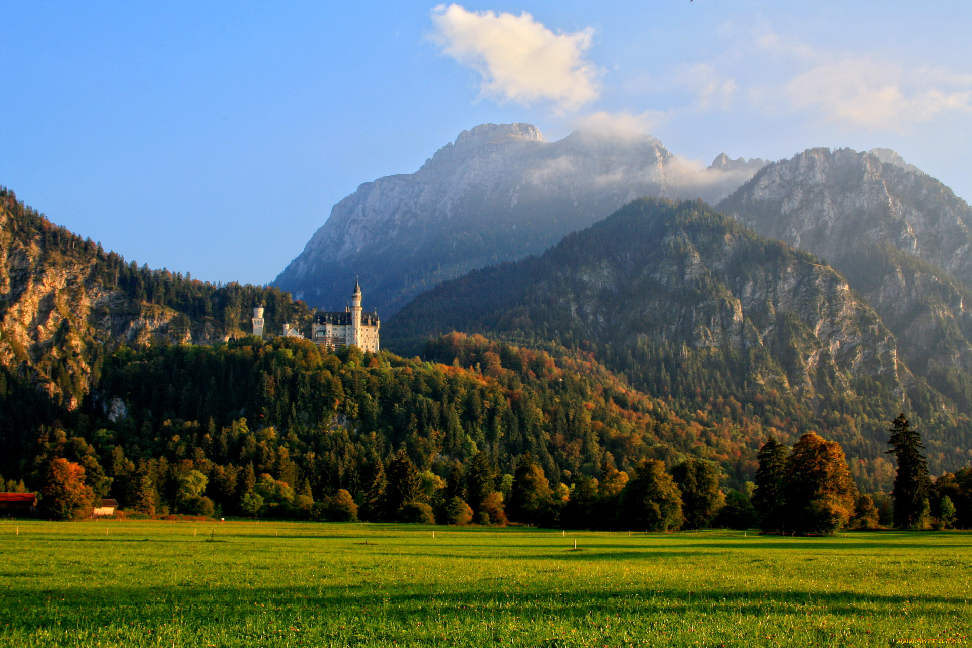 германия, schwangau, природа, горы, замок