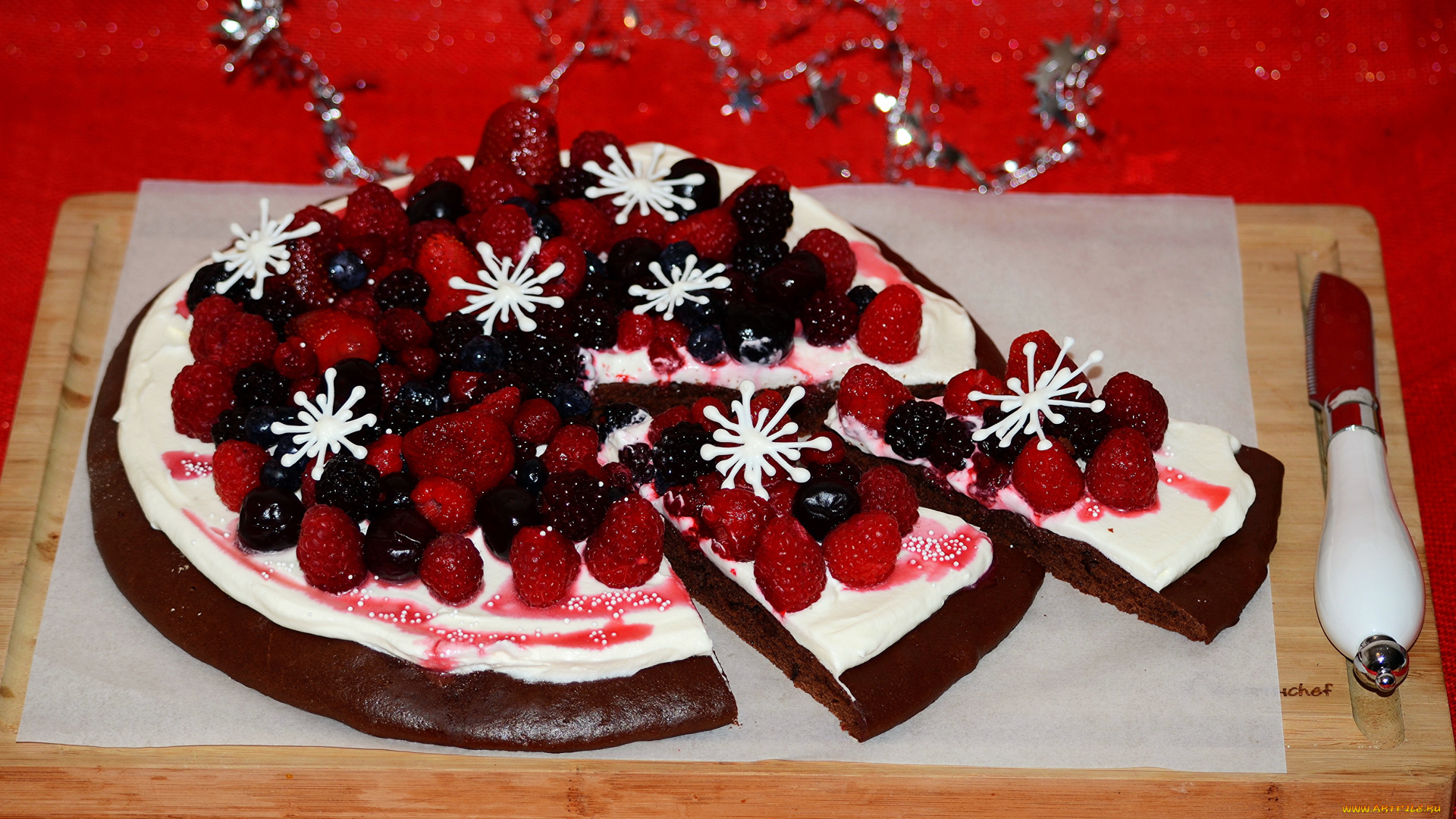 еда, пироги, вишня, малина, пирог