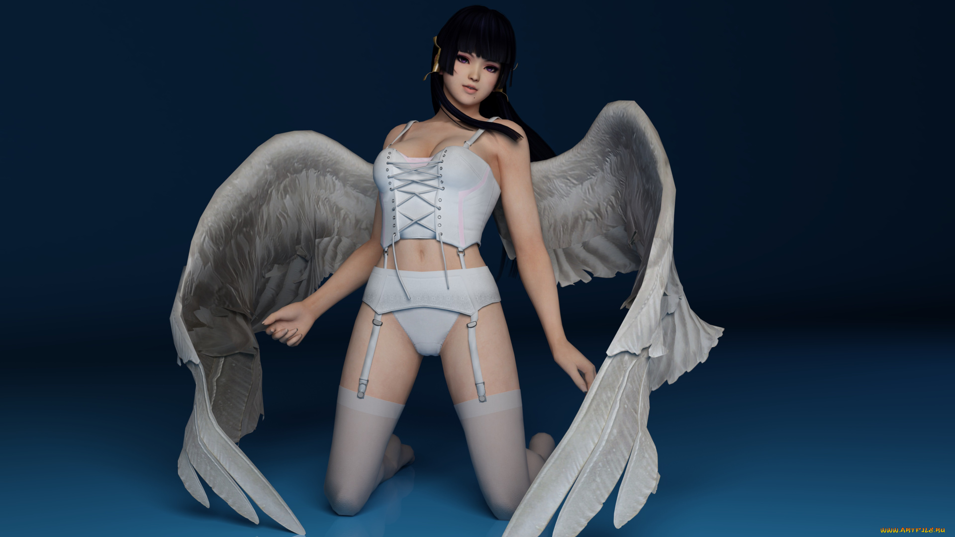 3д, графика, ангел, , angel, девушка, крылья, ангел, фон, взгляд