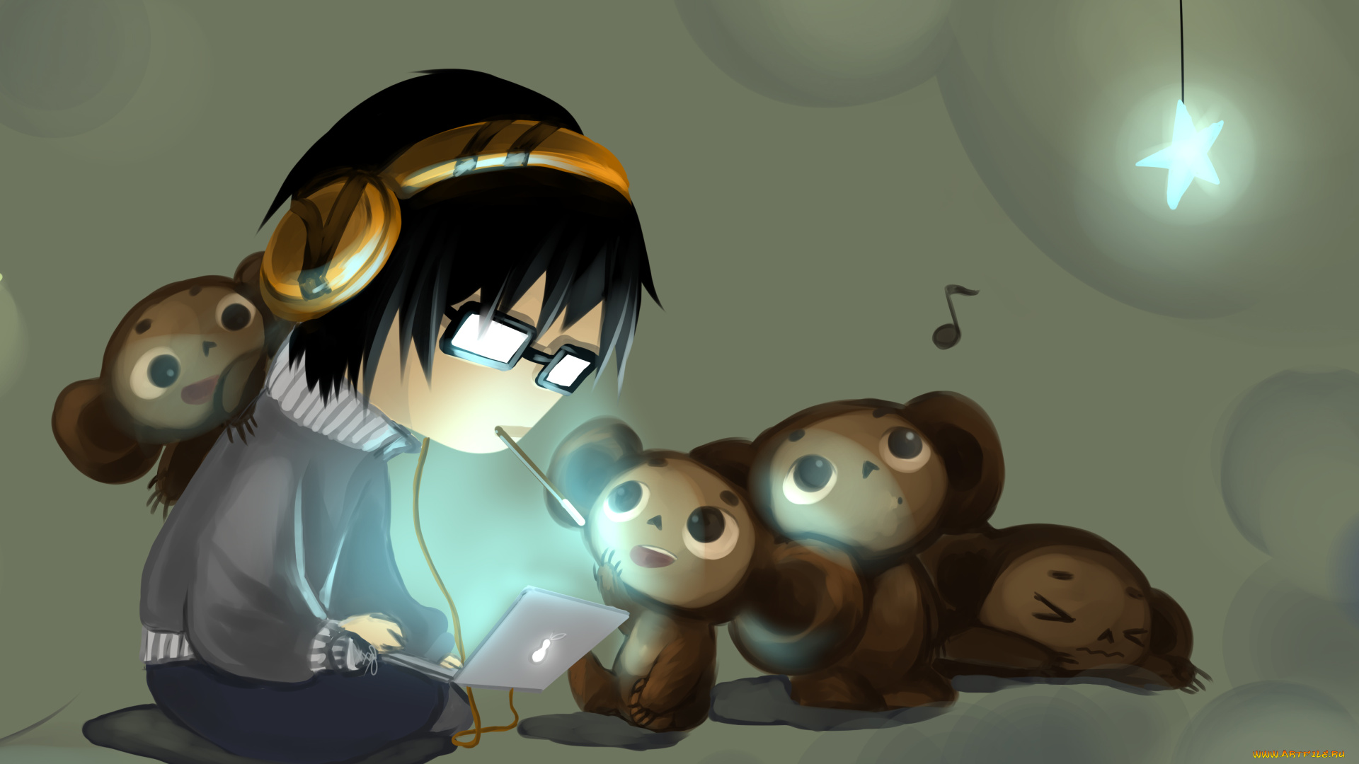 аниме, музыка, cheburashka, olivia, art