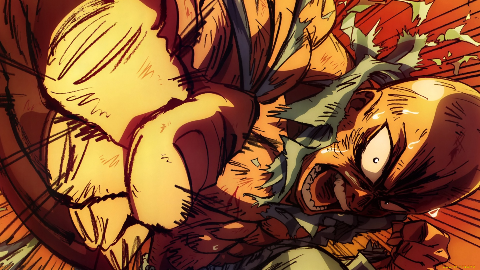 аниме, one, punch, man, art, кулак, hero, saitama, onepunchman