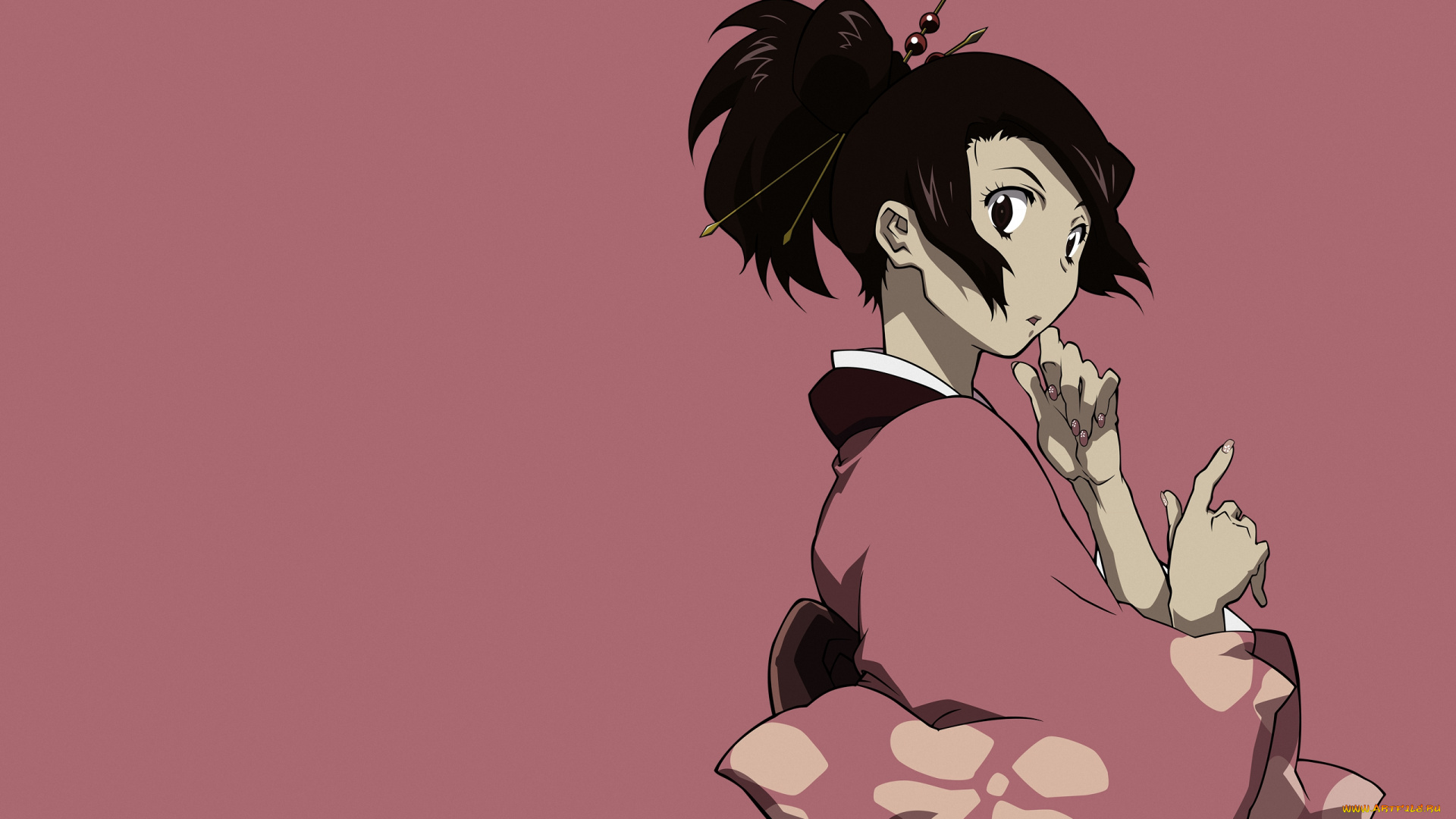 аниме, samurai, champloo, девушка, взгляд, fuu, кимоно