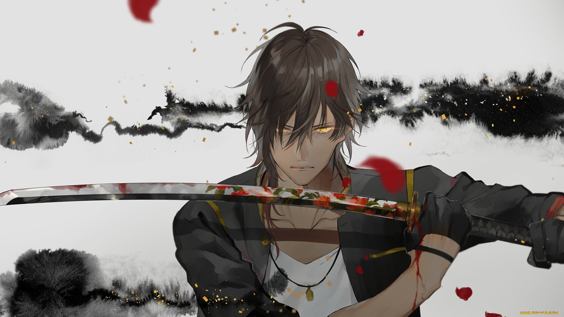 аниме, touken, ranbu, парень, арт, vient, touken, ranbu, ookurikara, взгляд, меч, стойка