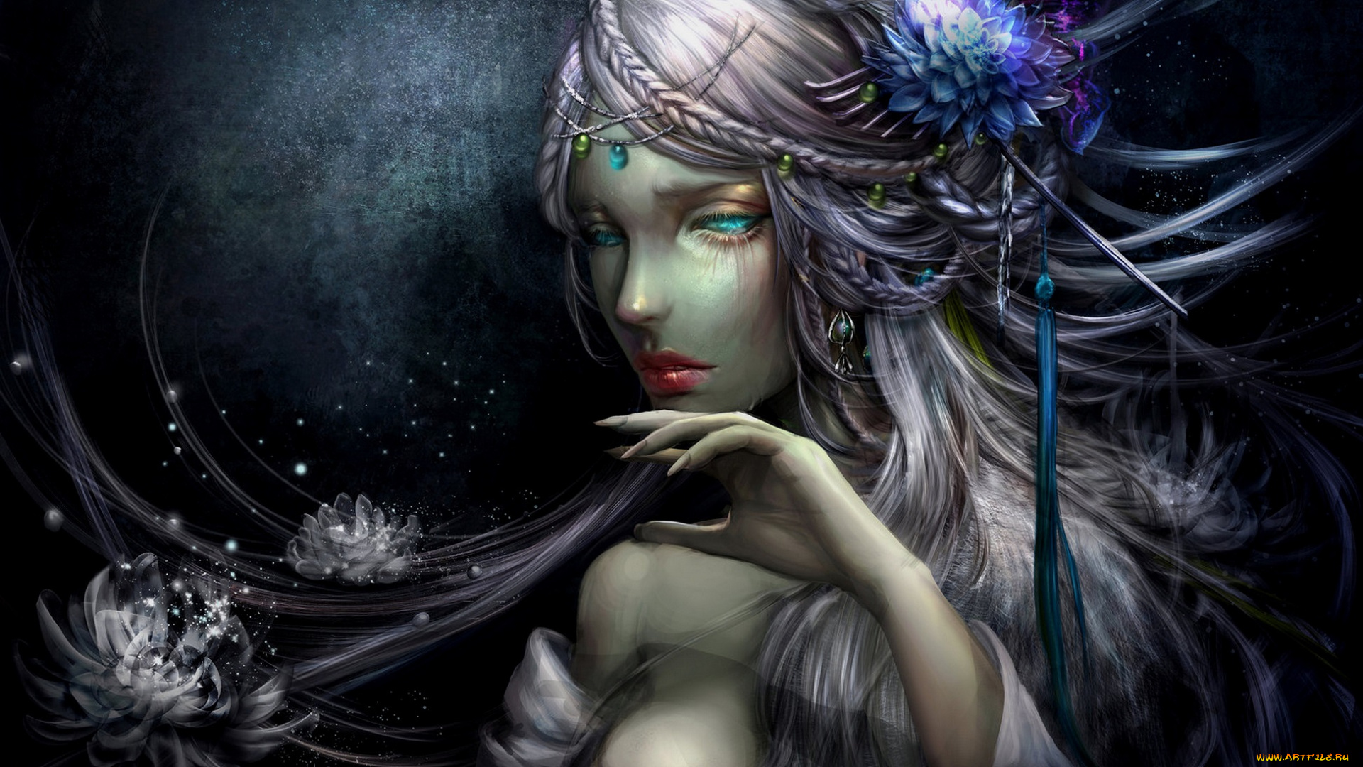 фэнтези, девушки, цветы, девушка, арт