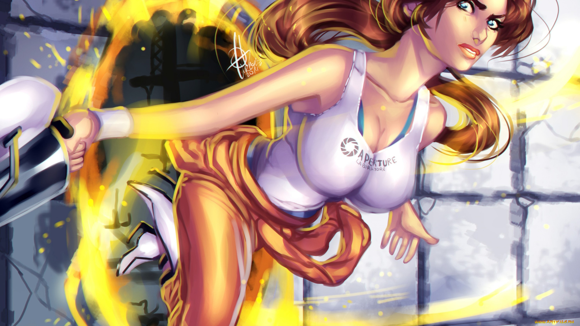 рисованное, люди, фон, взгляд, девушка