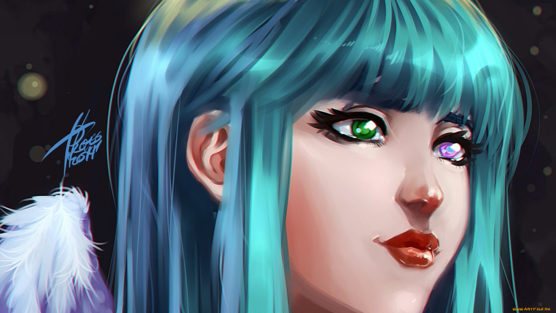 рисованное, люди, взгляд, девушка, фон