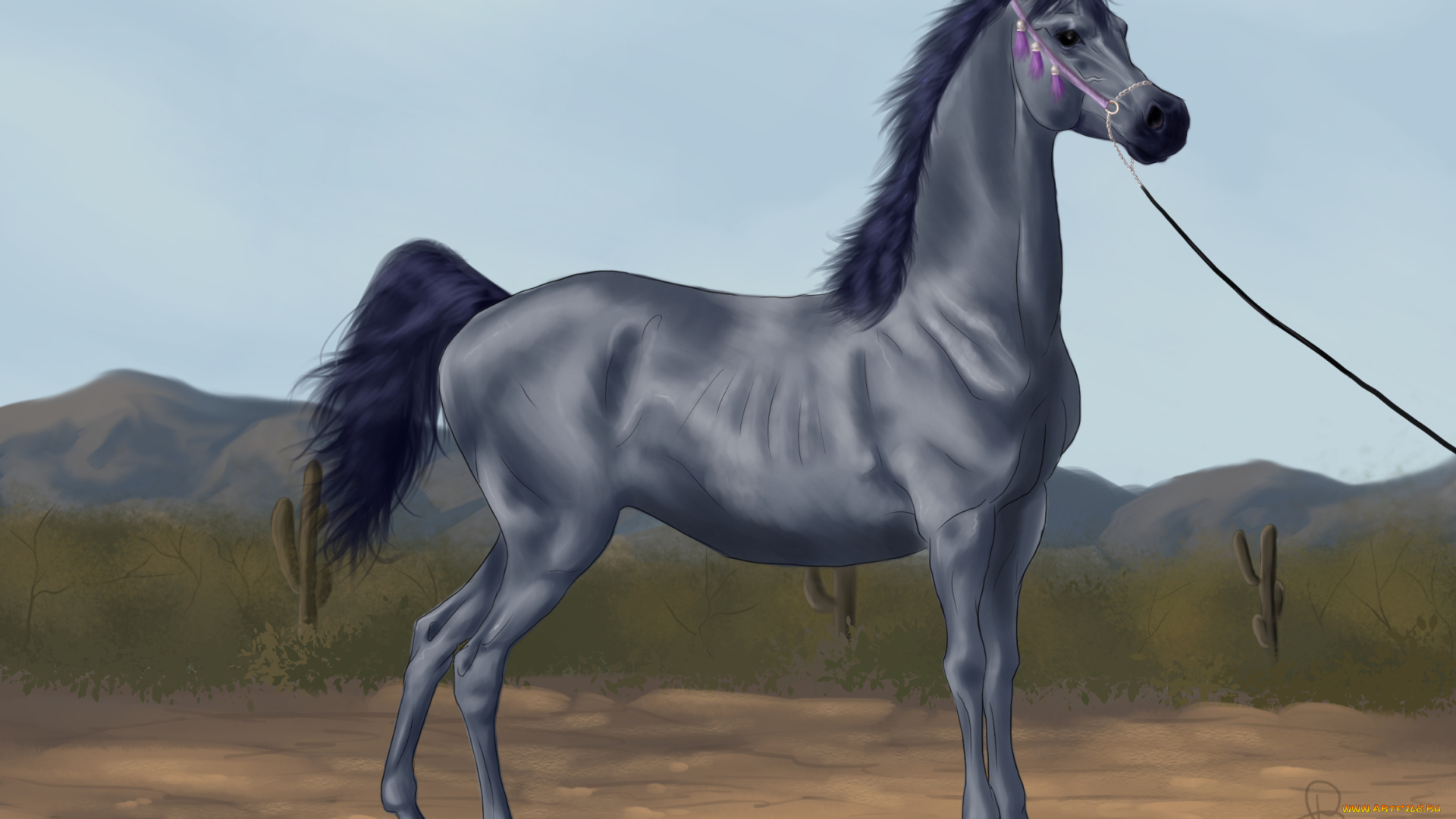 рисованное, животные, , лошади, фон, природа, лошадь