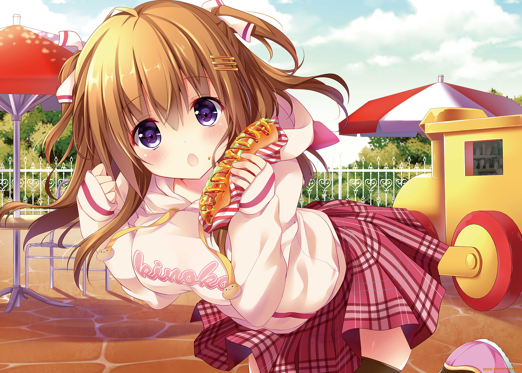 аниме, unknown, , другое, девушка, фон, взгляд, юбка