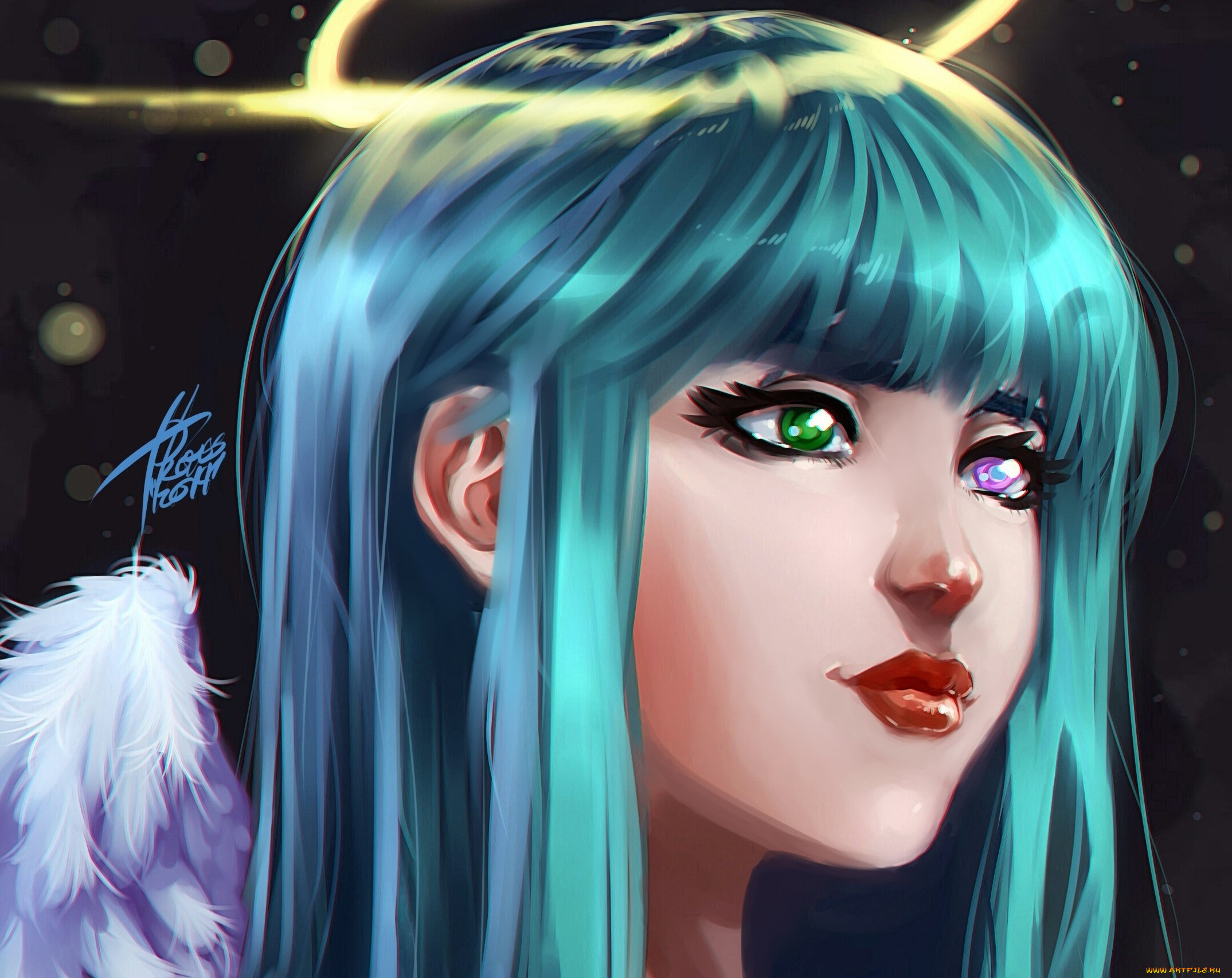 рисованное, люди, взгляд, девушка, фон