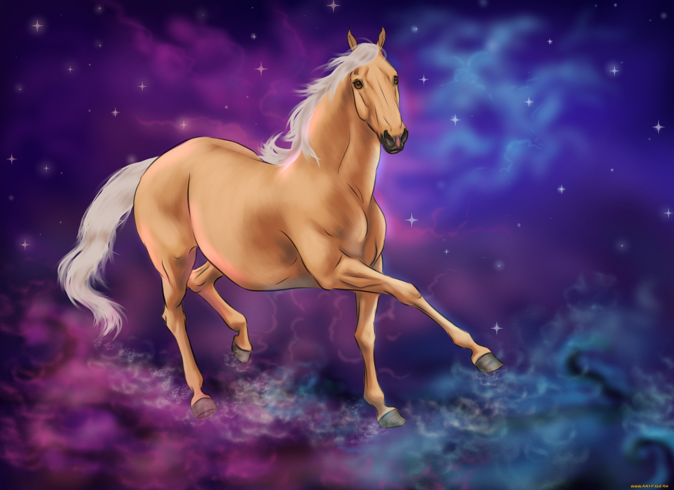 рисованное, животные, , лошади, фон, лошадь