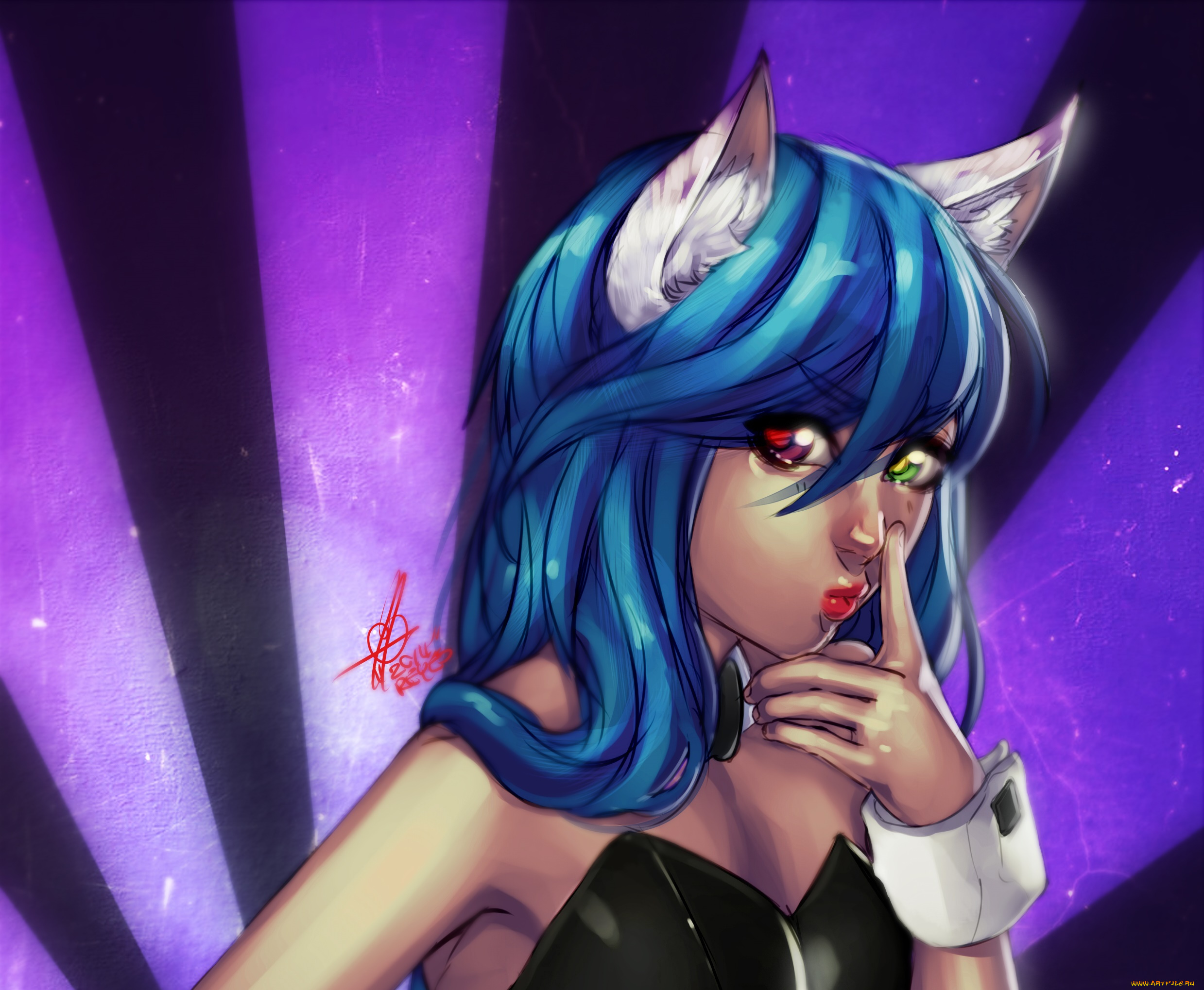 разное, арты, девушка, кошка, фон, взгляд