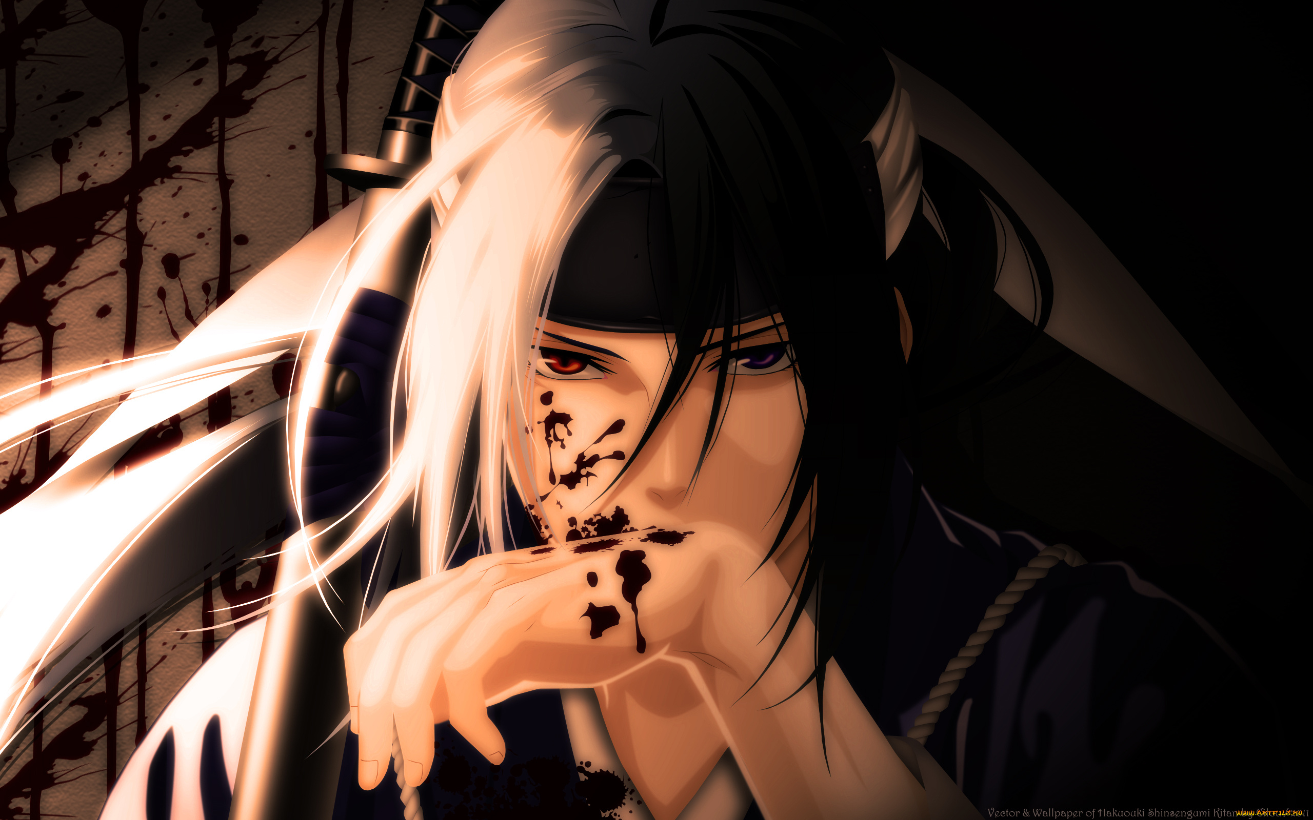 аниме, hakuoki, фон, парень, взгляд