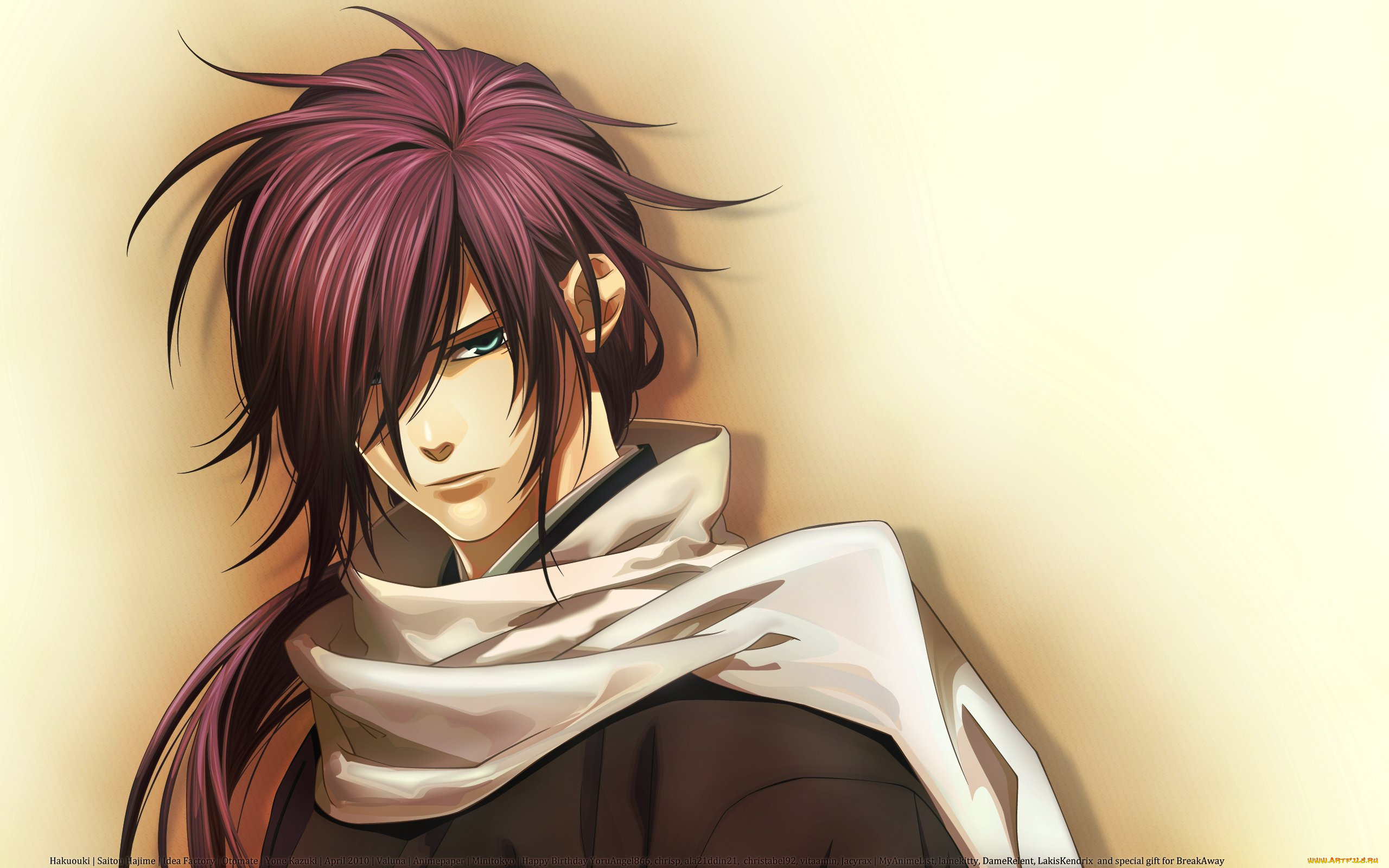 аниме, hakuoki, парень, фон, взгляд