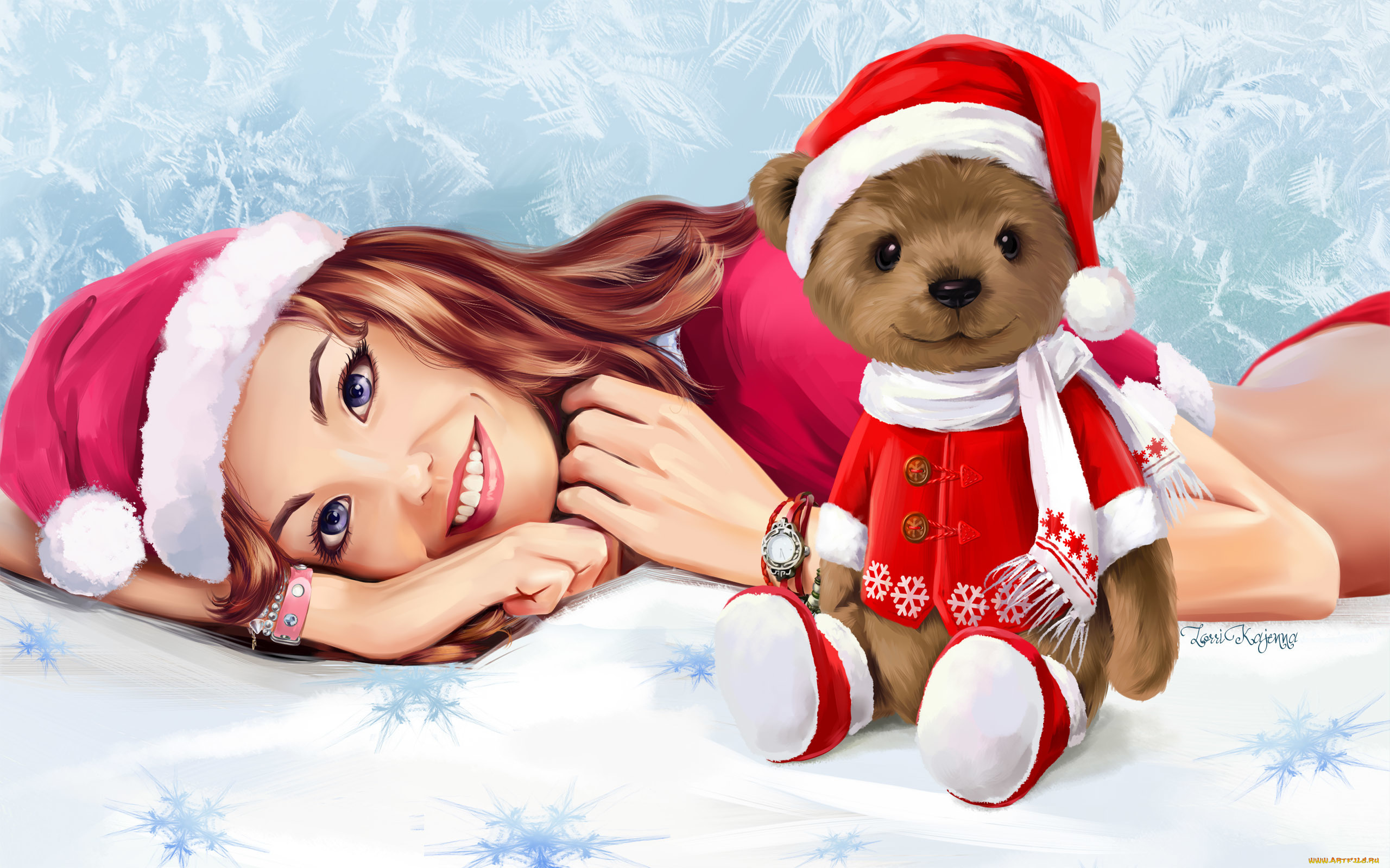 праздничные, -, разное, , новый, год, мишка, взгляд, улыбка, девушка, новый, год, игрушка