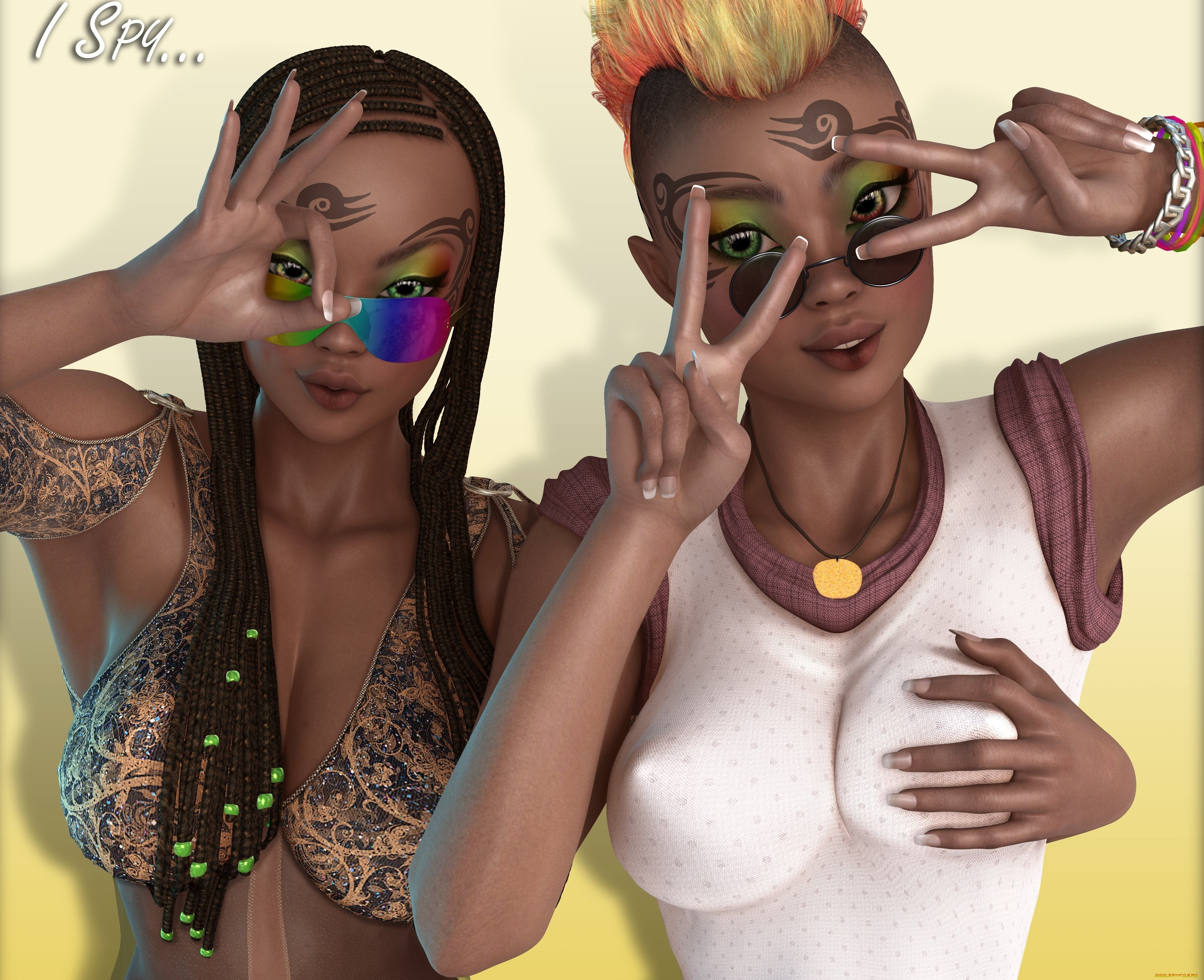 3д, графика, люди, , people, жест, фон, взгляд, девушки