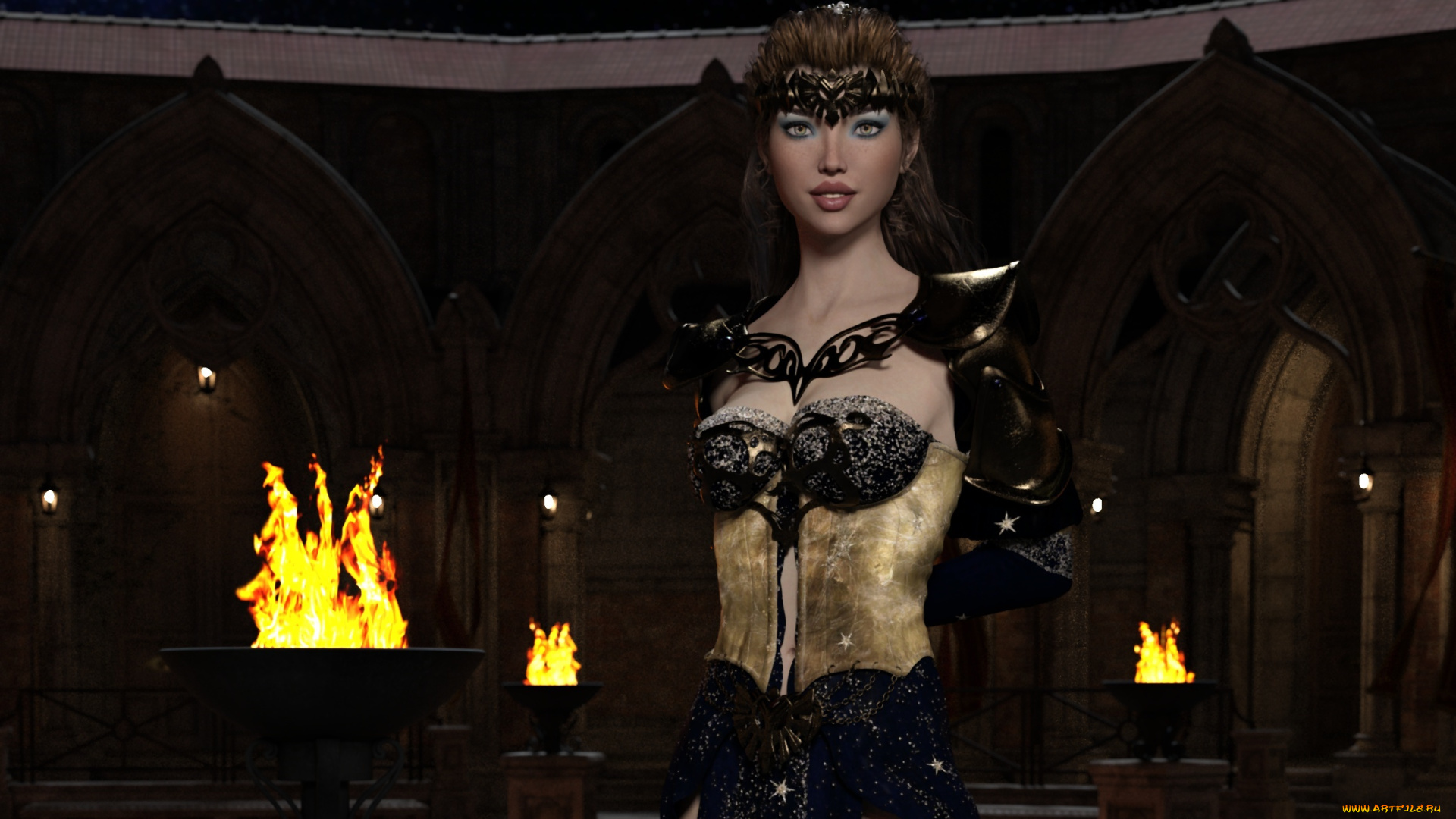 3д, графика, амазонки, , amazon, девушка, фон, взгляд