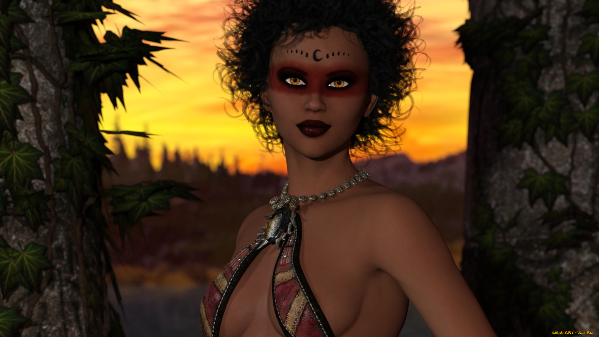 3д, графика, фантазия, , fantasy, девушка, взгляд, фон