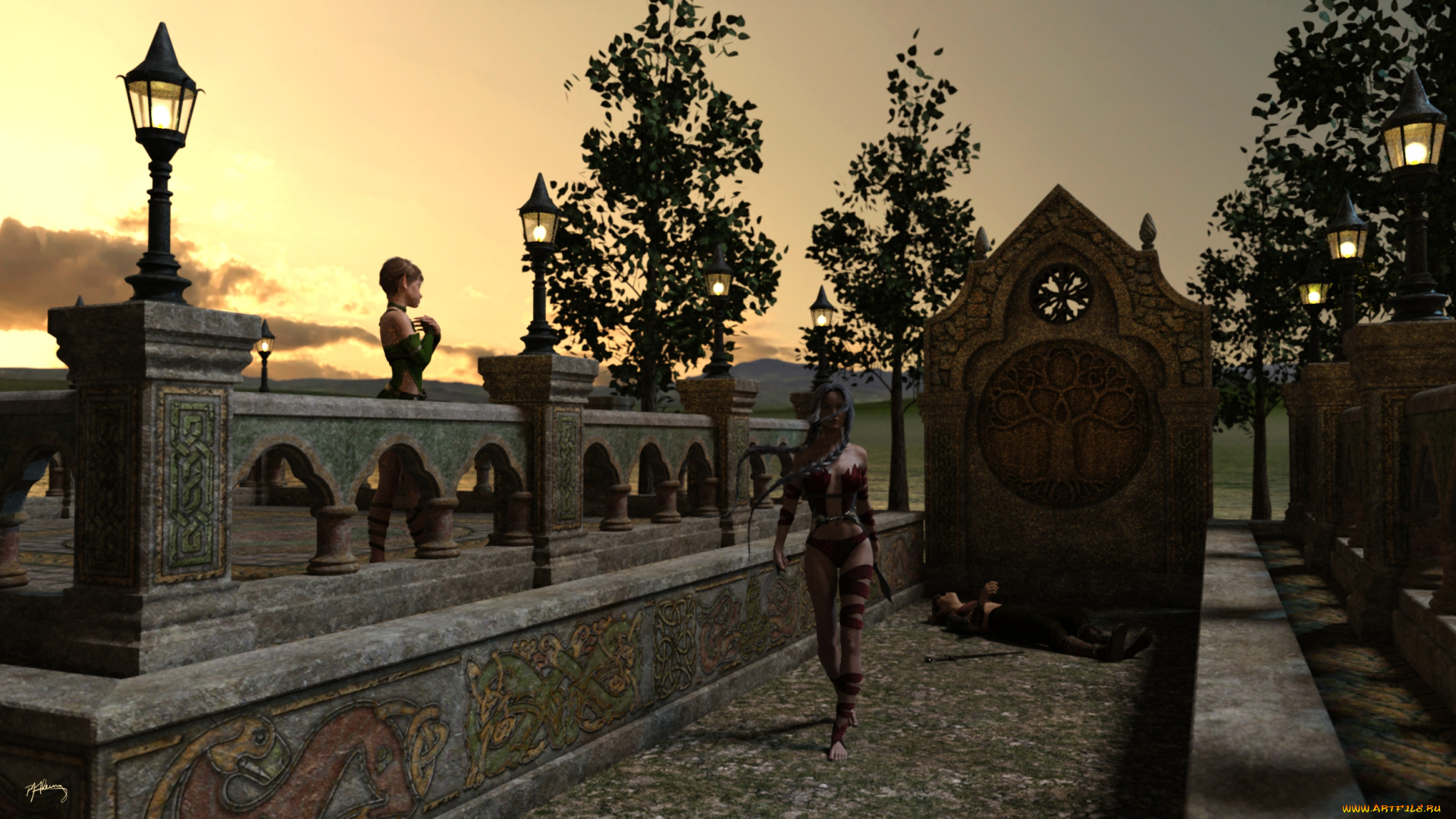 3д, графика, фантазия, , fantasy, девушка, взгляд, фон