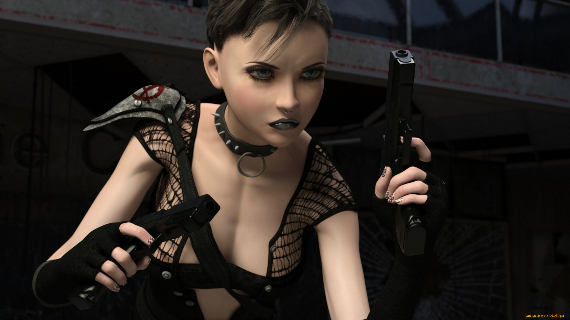 3д, графика, фантазия, , fantasy, девушка, взгляд, оружие, фон