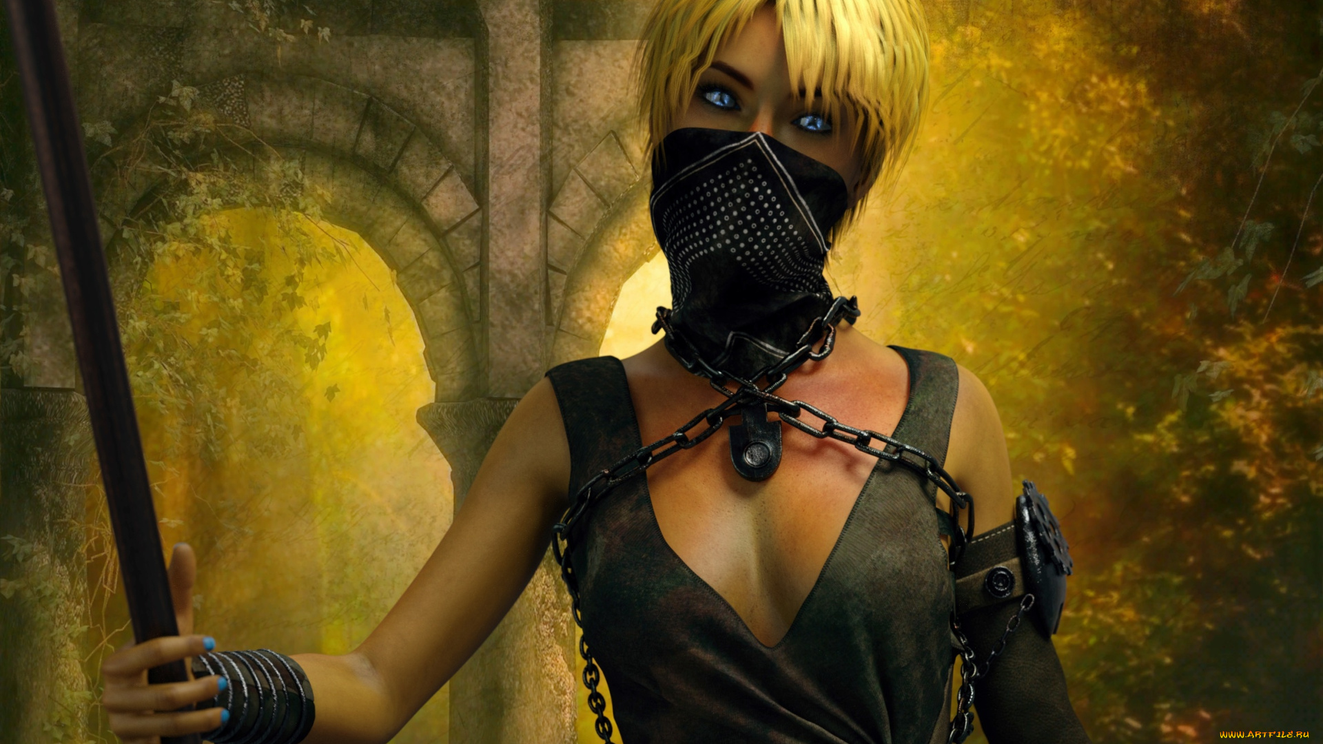 3д, графика, фантазия, , fantasy, фон, взгляд, девушка