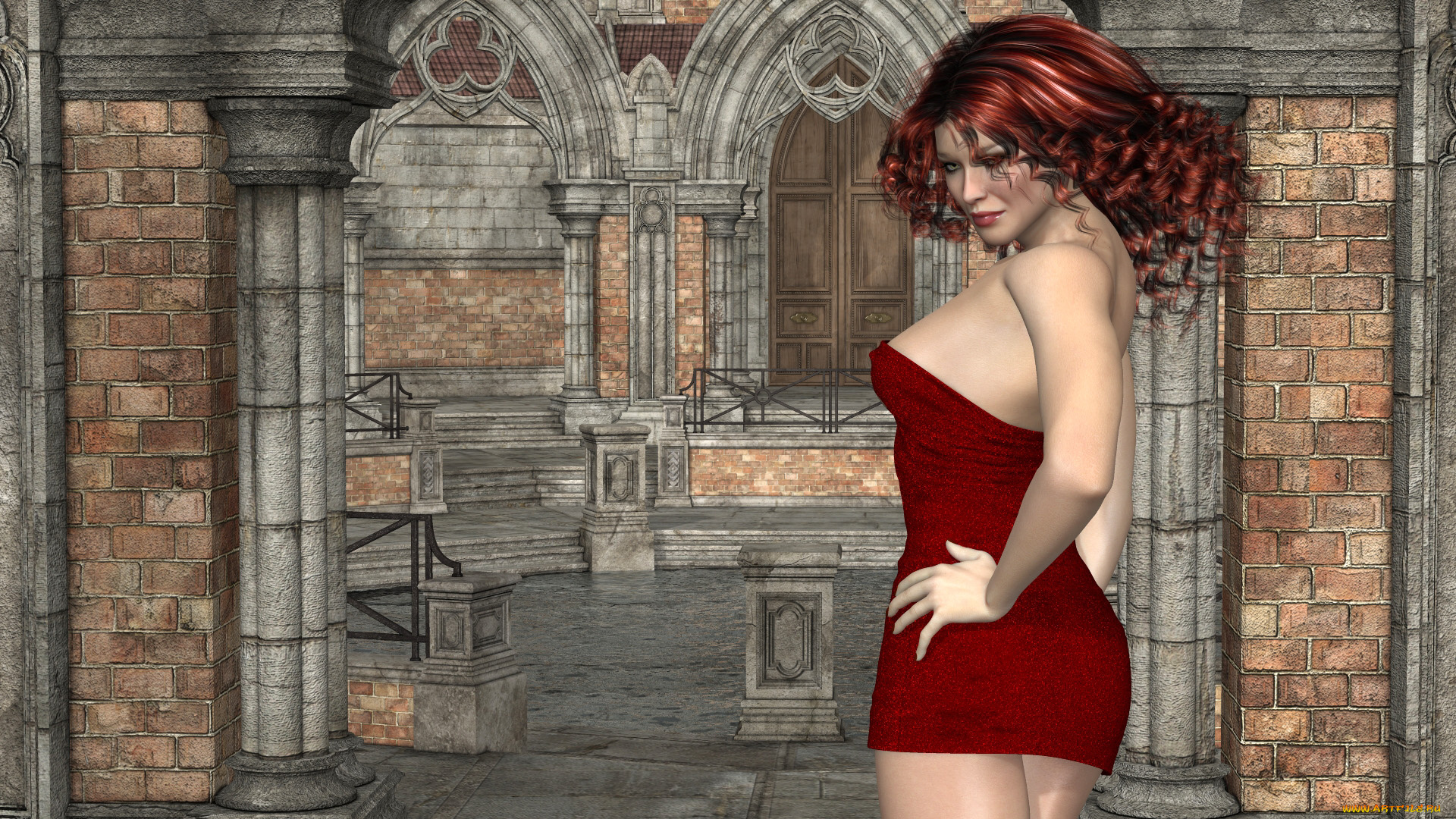 3д, графика, люди, , people, девушка, взгляд, фон