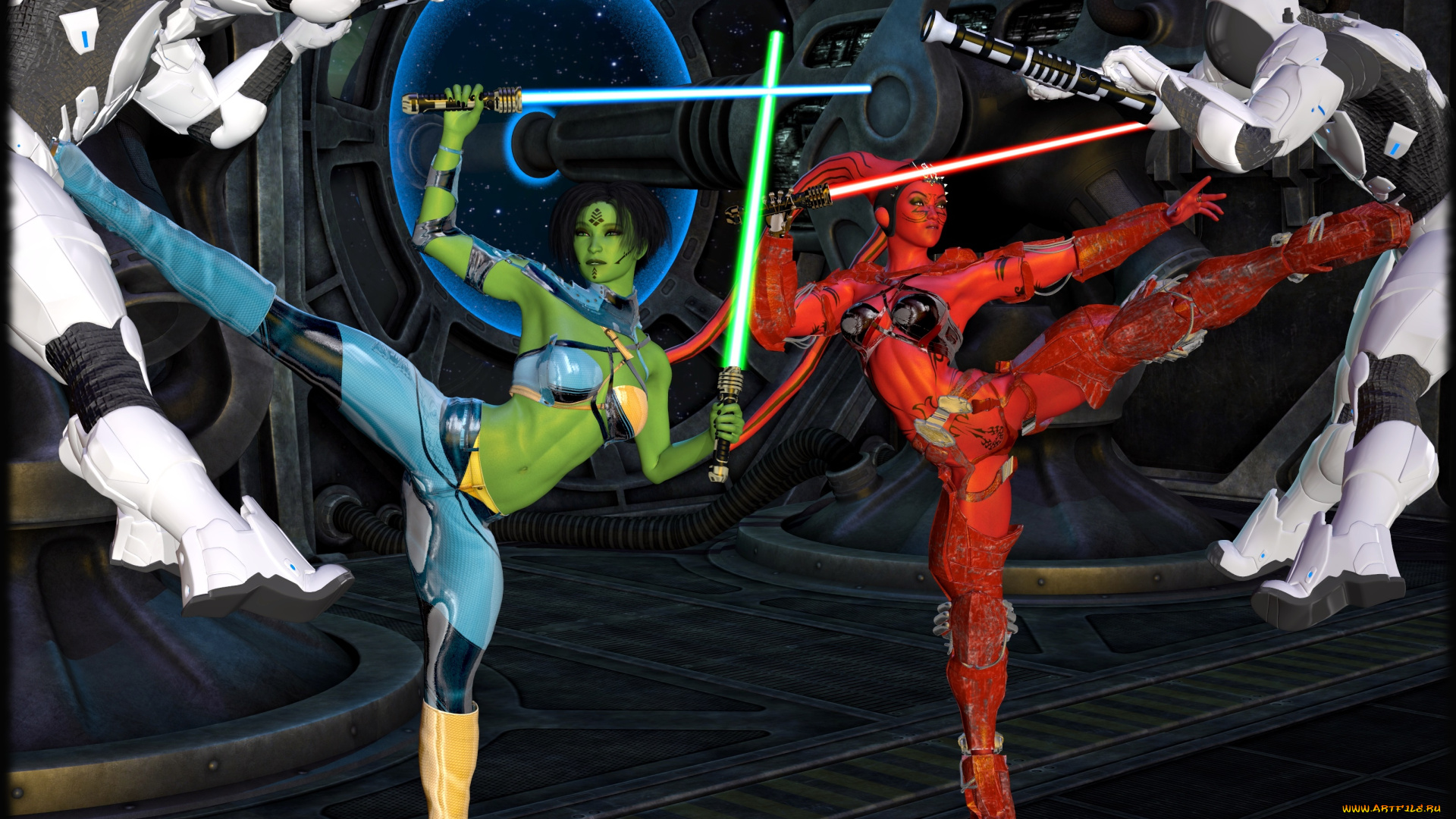 3д, графика, существа, , creatures, взгляд, халки, оружие, фон