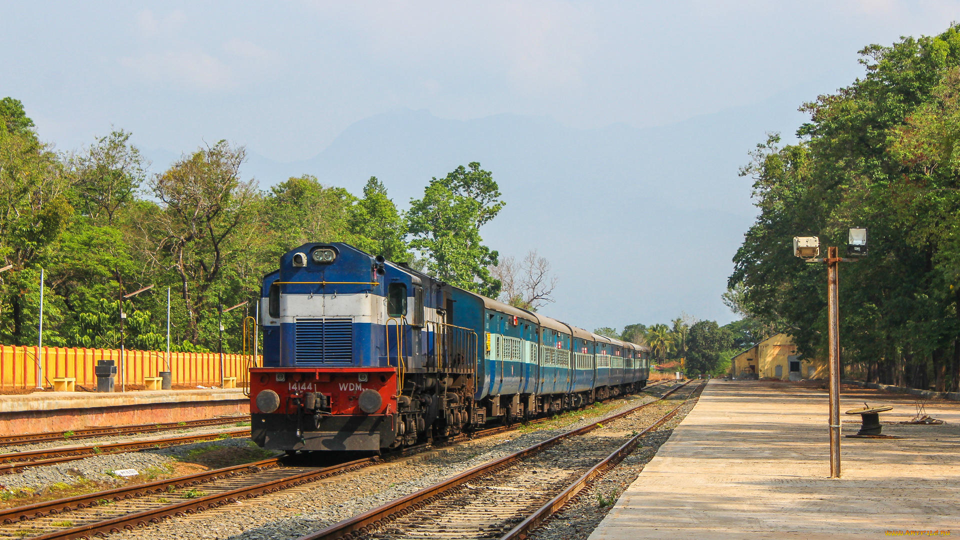 техника, поезда, локомотив, состав, рельсы
