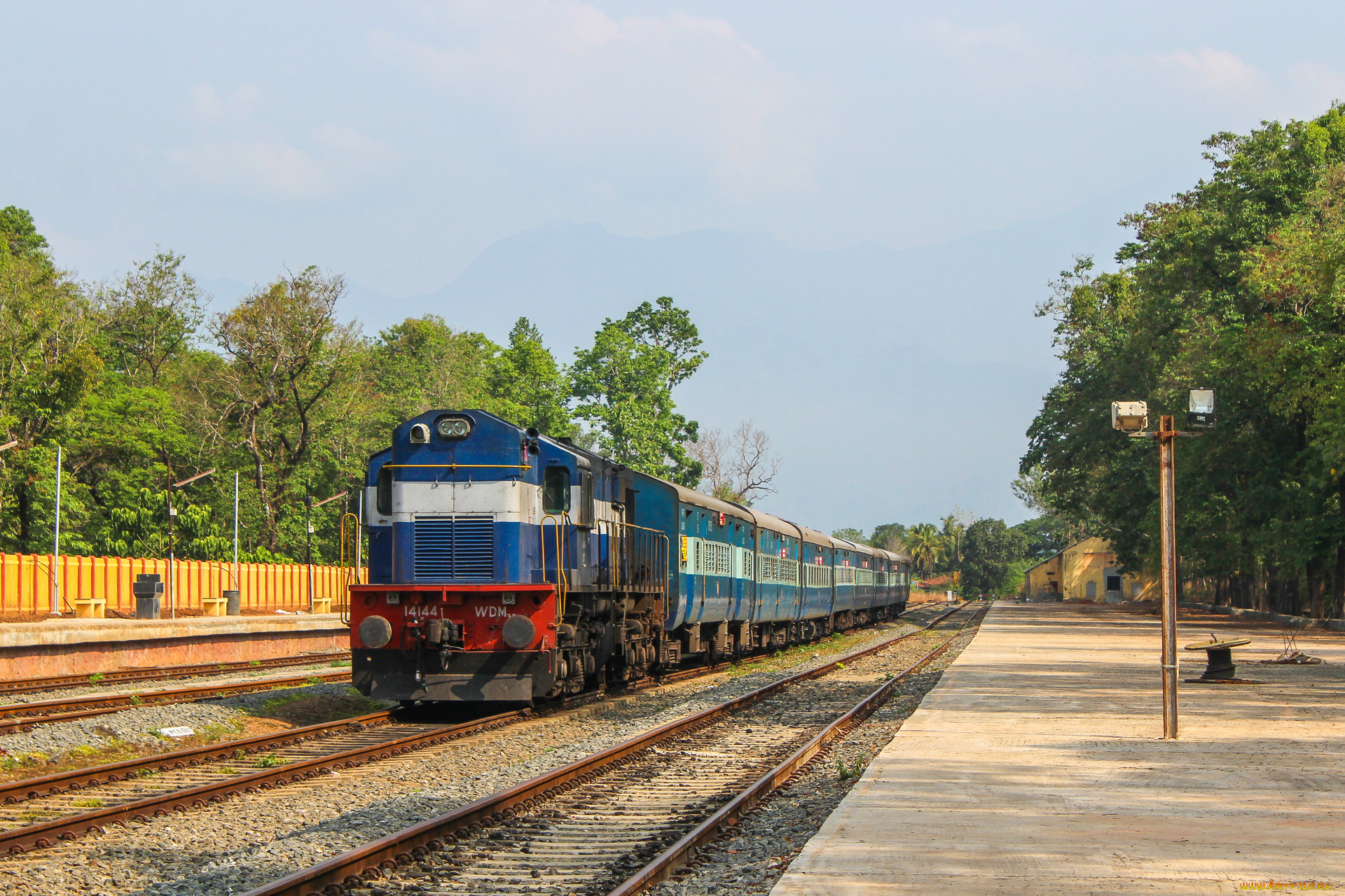техника, поезда, локомотив, состав, рельсы