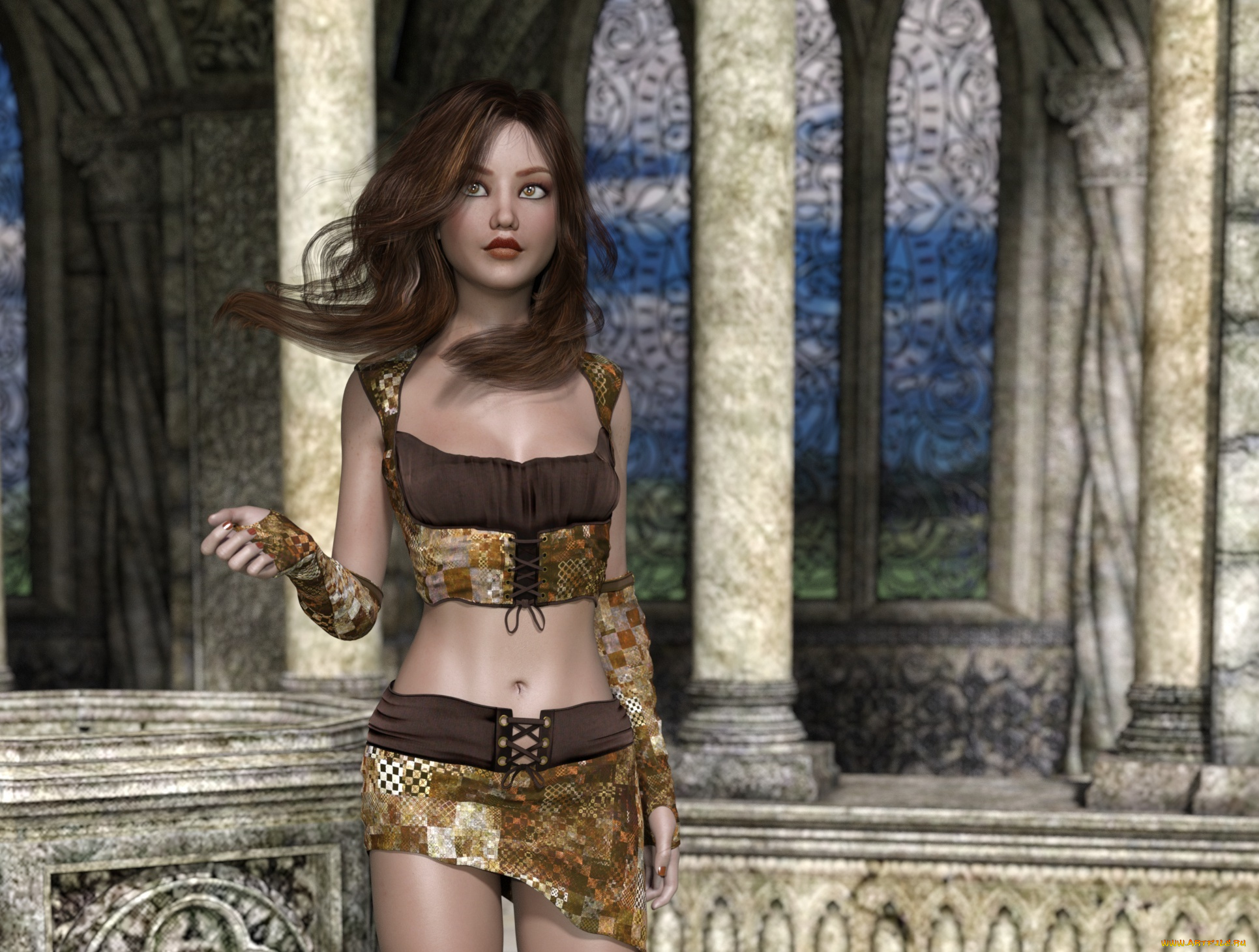 3д, графика, люди, , people, девушка, взгляд, фон