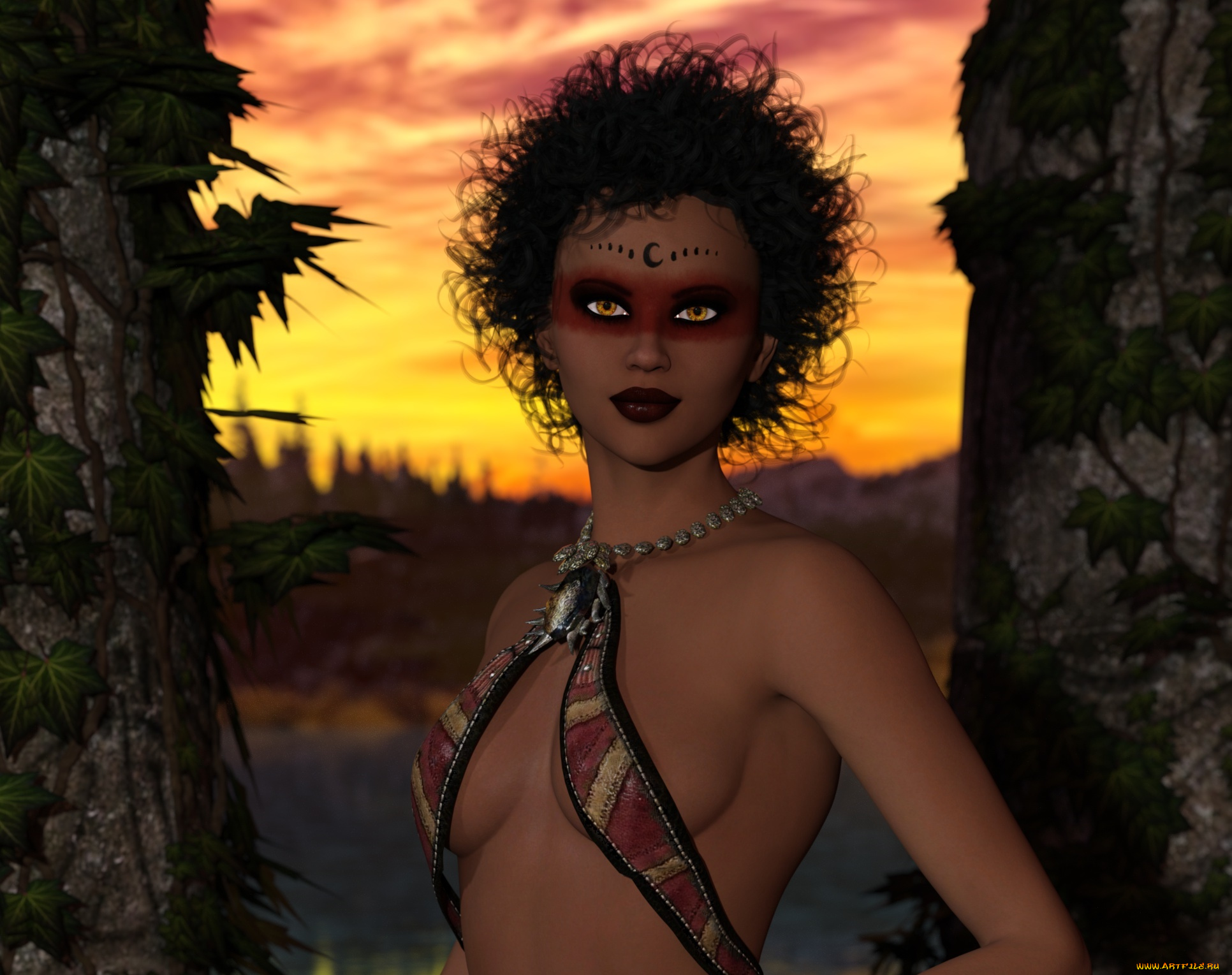 3д, графика, фантазия, , fantasy, девушка, взгляд, фон