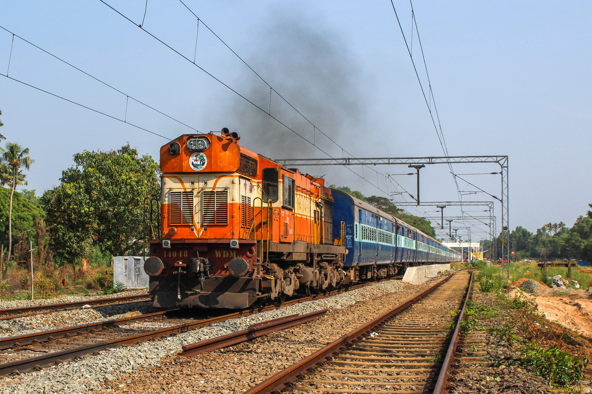 техника, поезда, локомотив, рельсы, состав