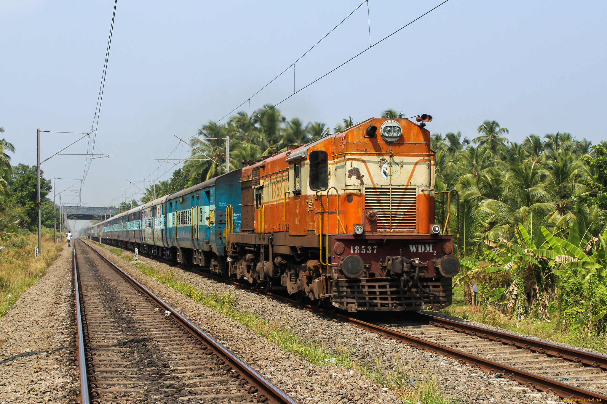 техника, поезда, локомотив, состав, рельсы