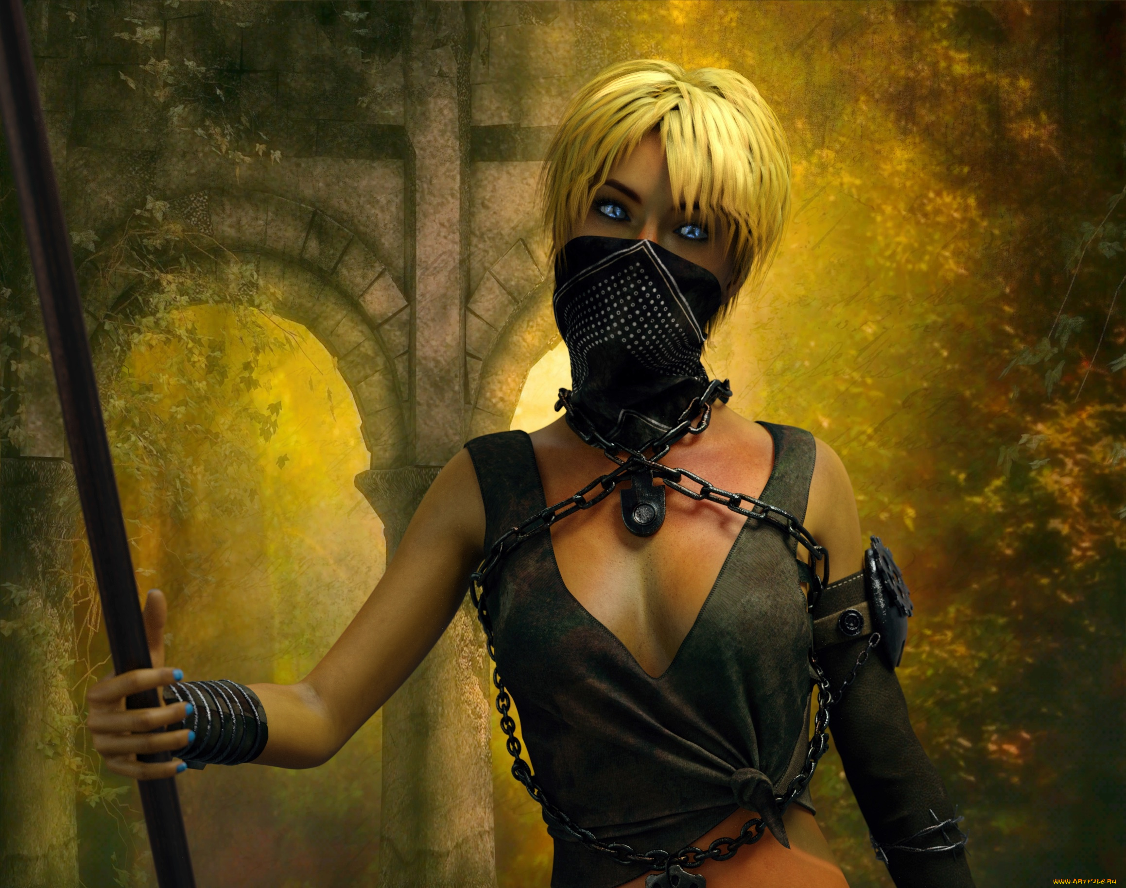 3д, графика, фантазия, , fantasy, фон, взгляд, девушка